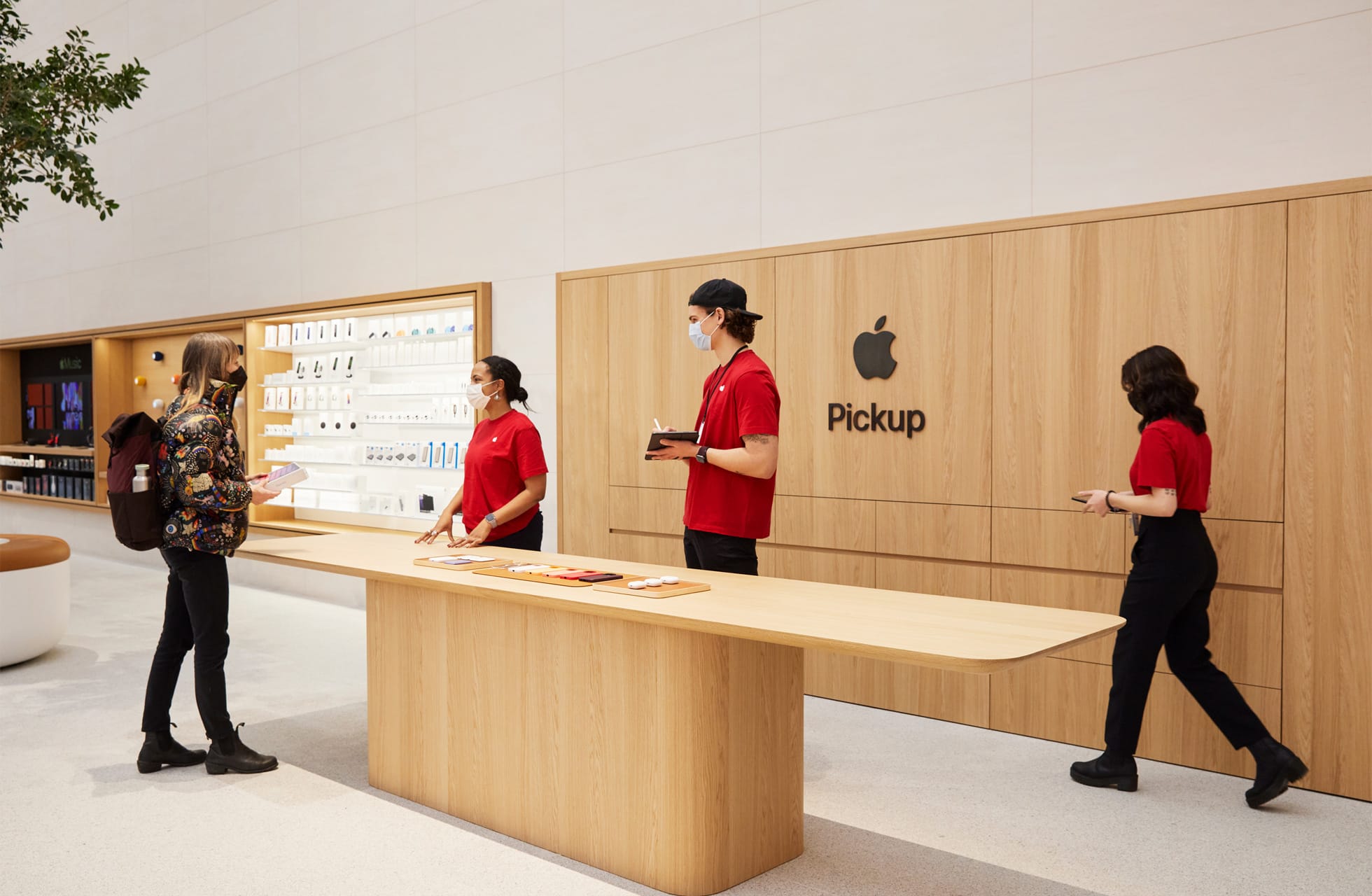 A photograph showing the Pickup section inside Apple's Rosenthaler Straße retail store in Berlin, Germany 