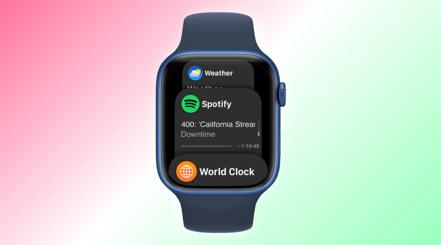 Apple Watch showing Dock