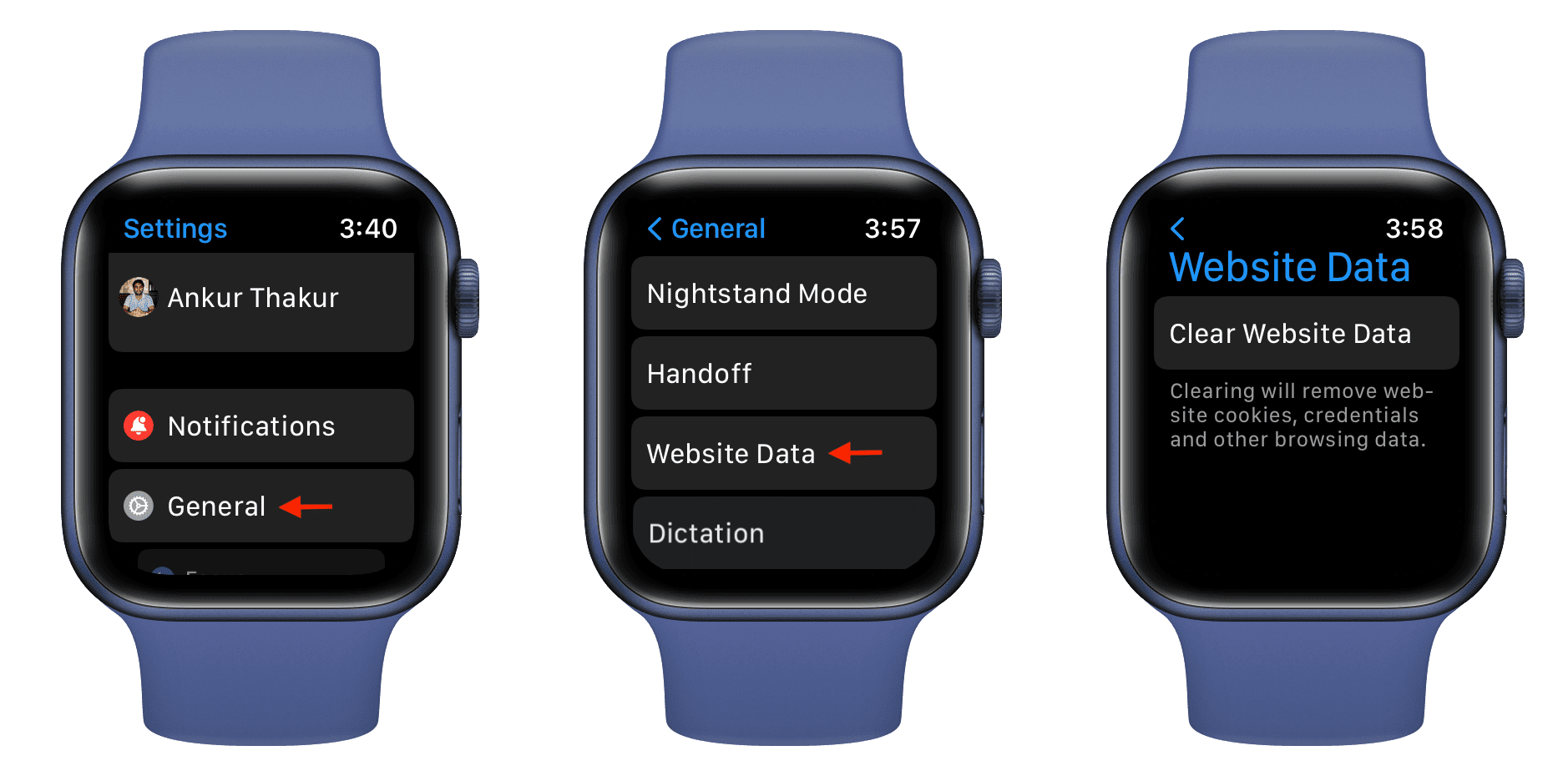 Clear Website Data on Apple Watch