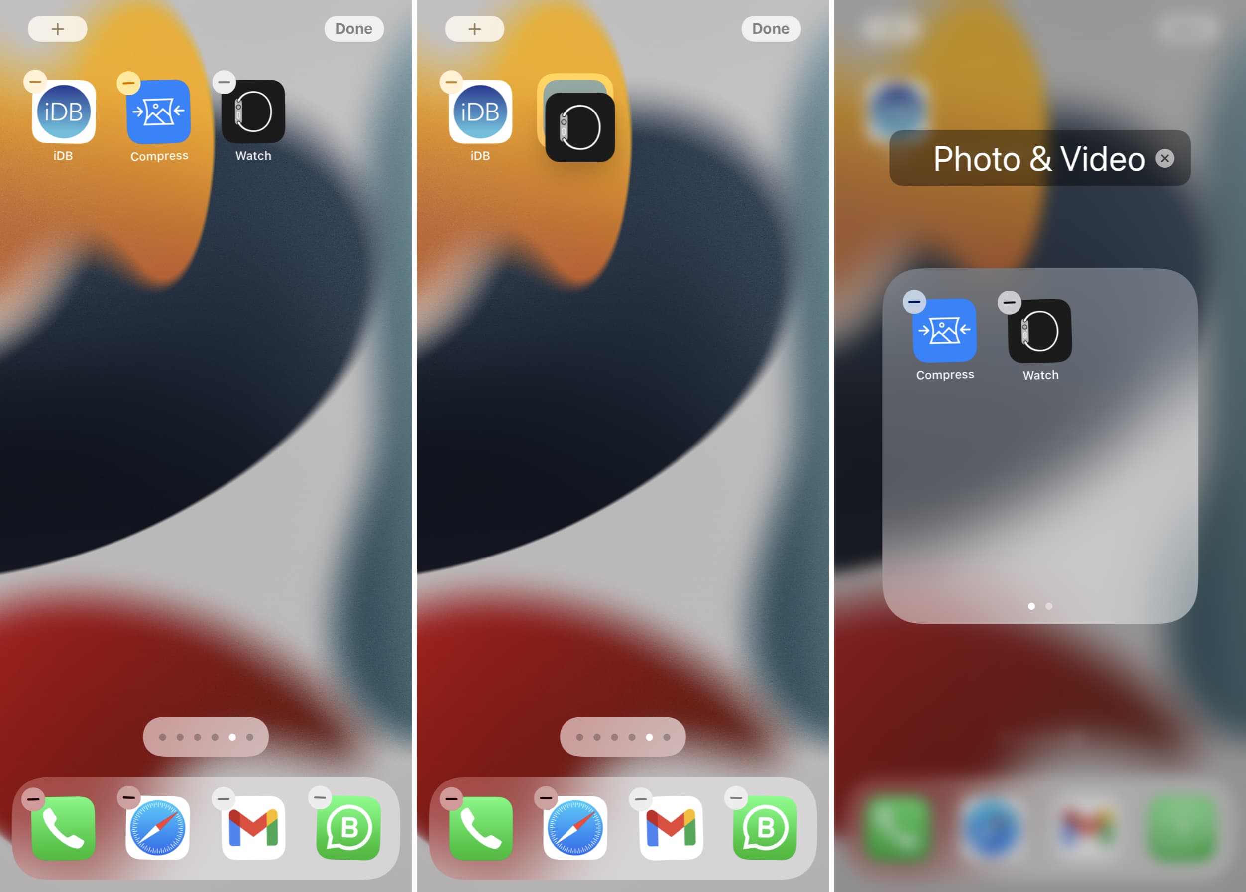 Showing how to create new folder on iPhone Home Screen