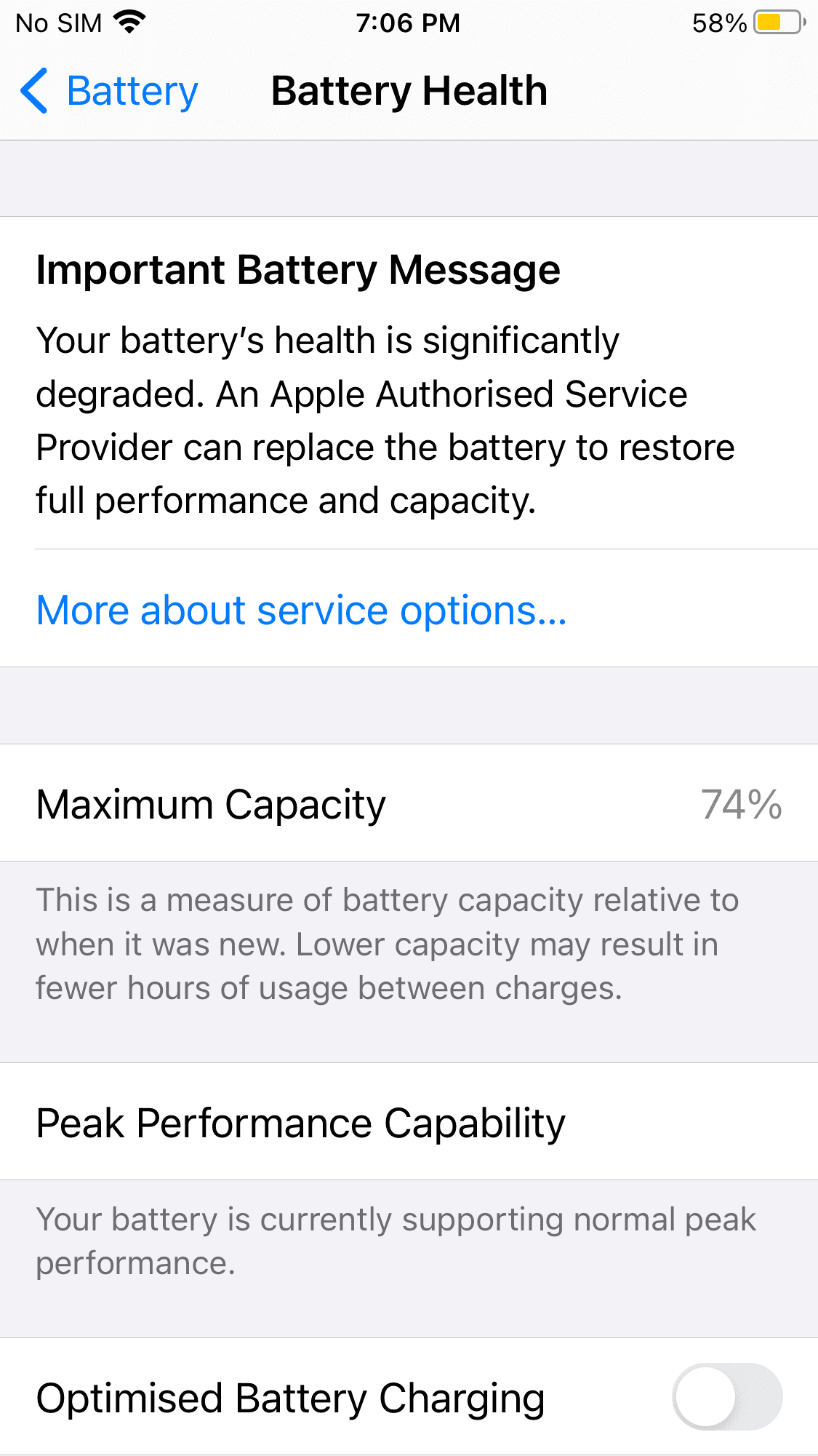 Important Battery Message regarding degraded battery health on iPhone
