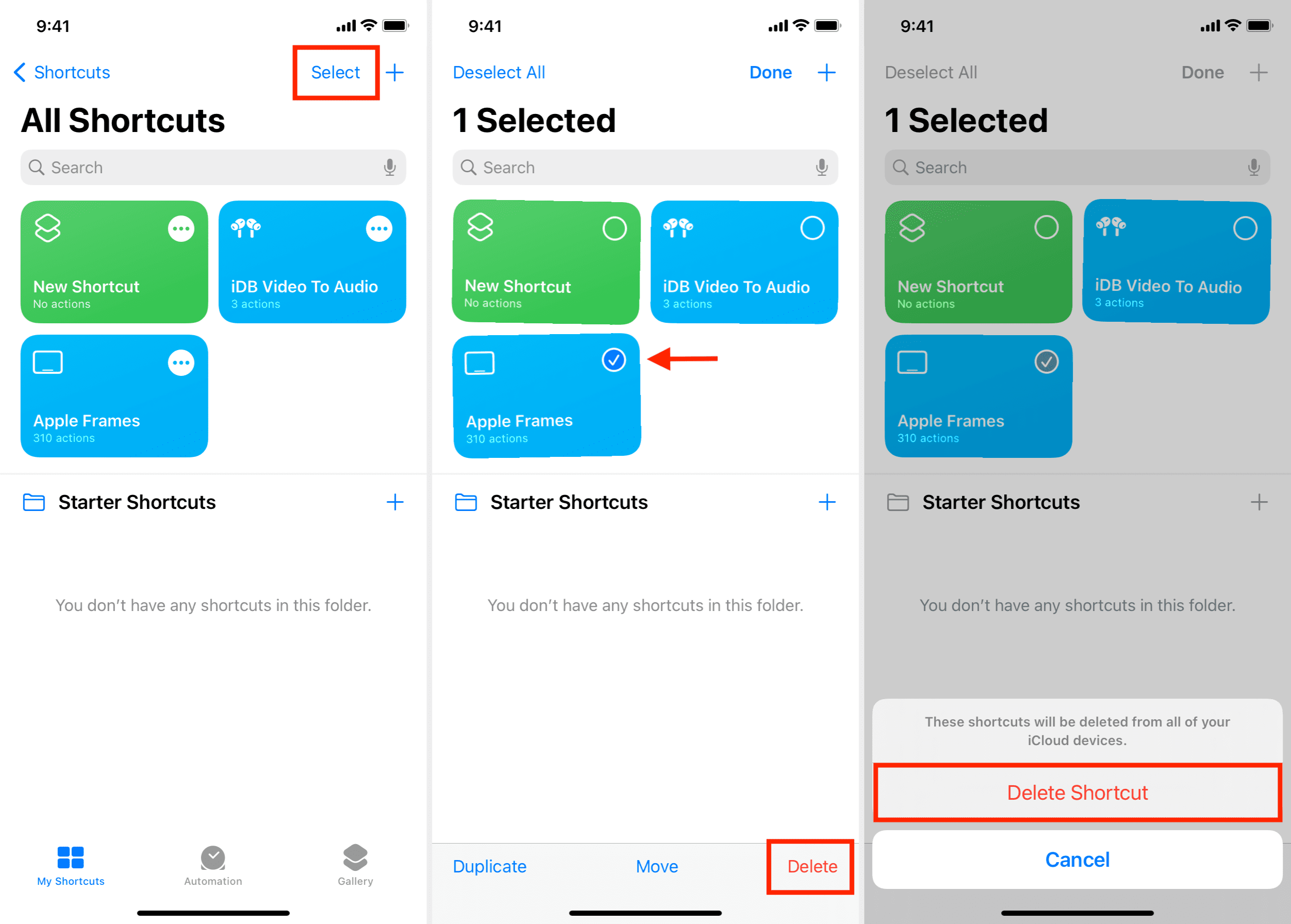 Delete Shortcut on iPhone