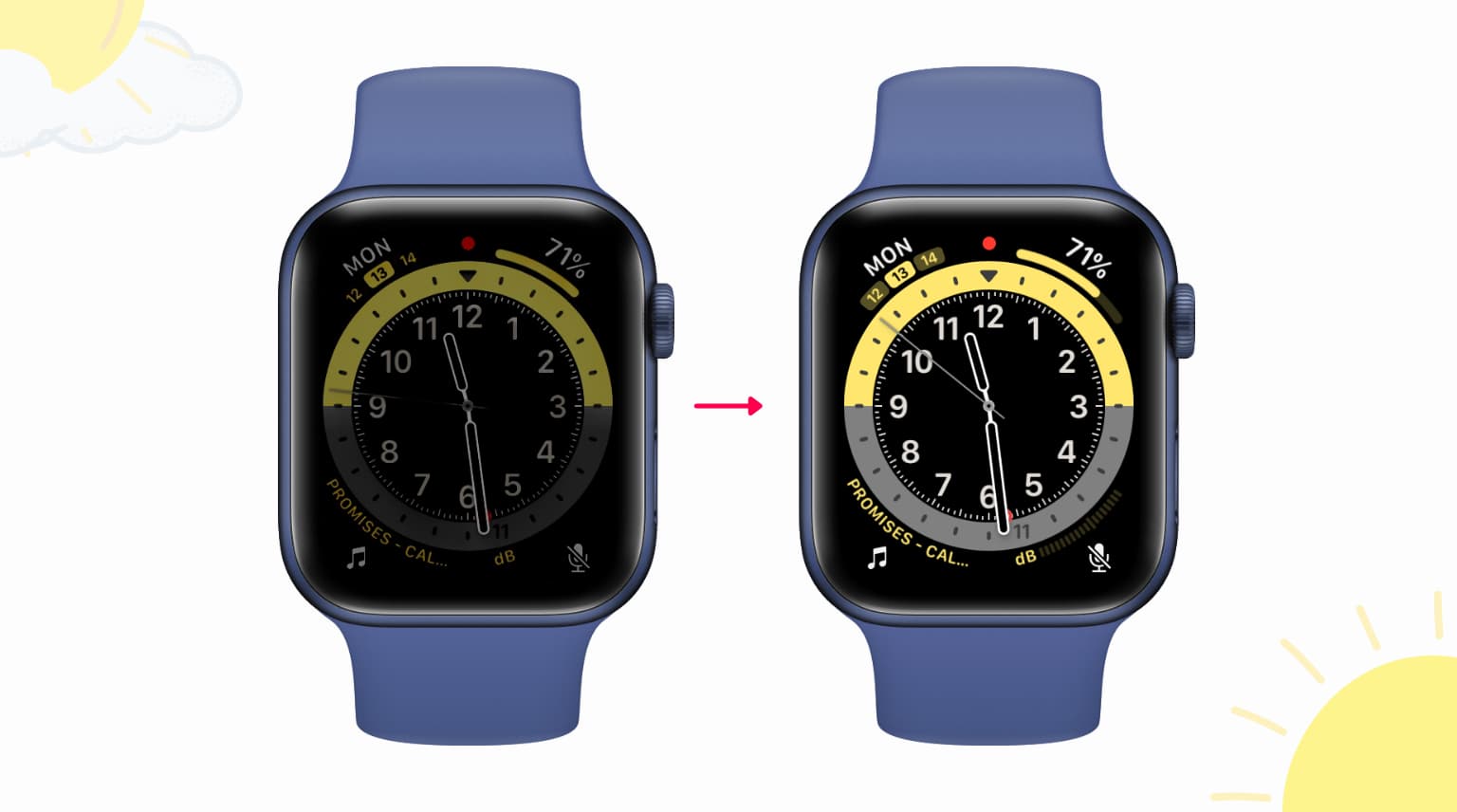 Dim and Bright Apple Watch Faces