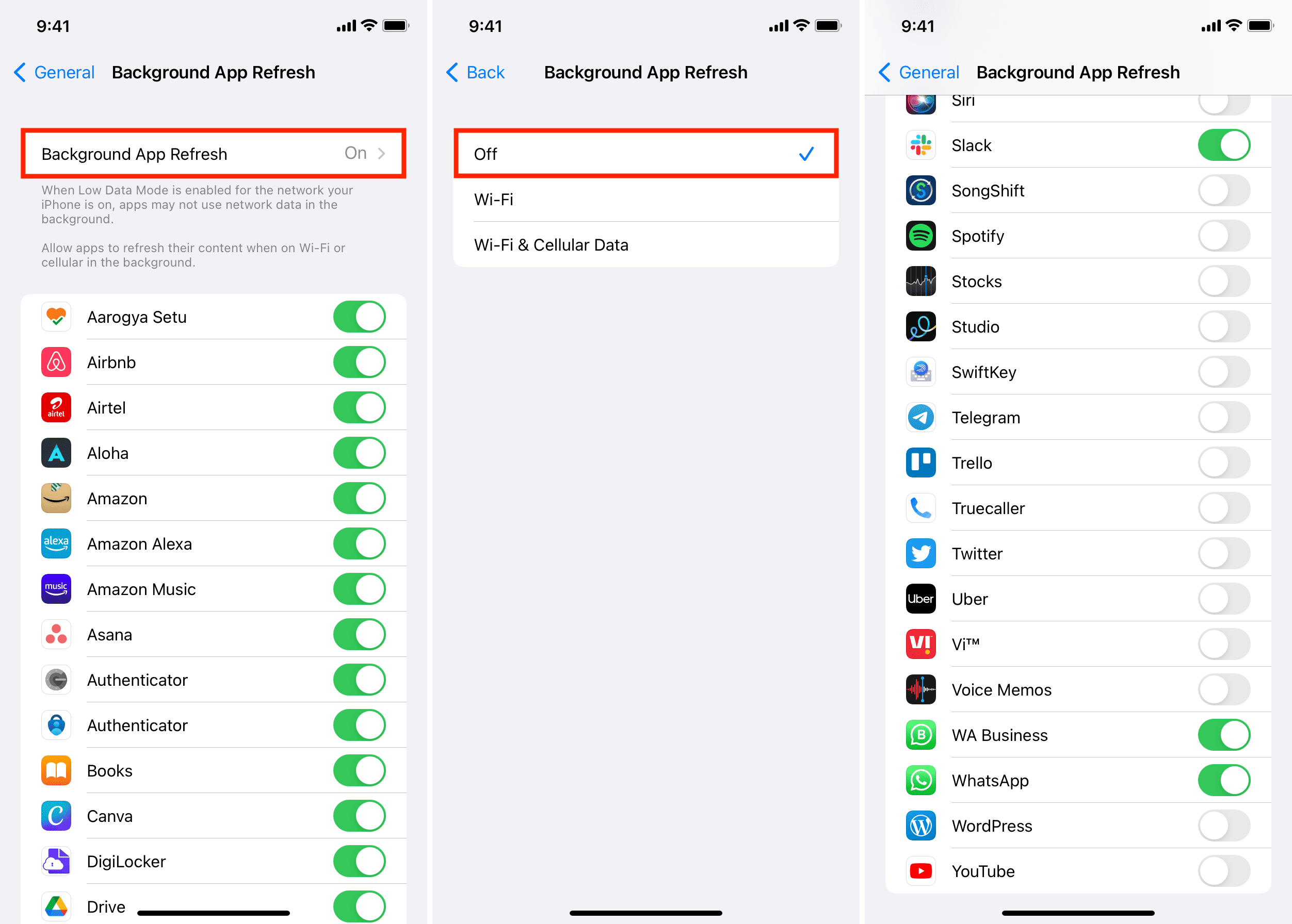 Disable Background App Refresh on iPhone