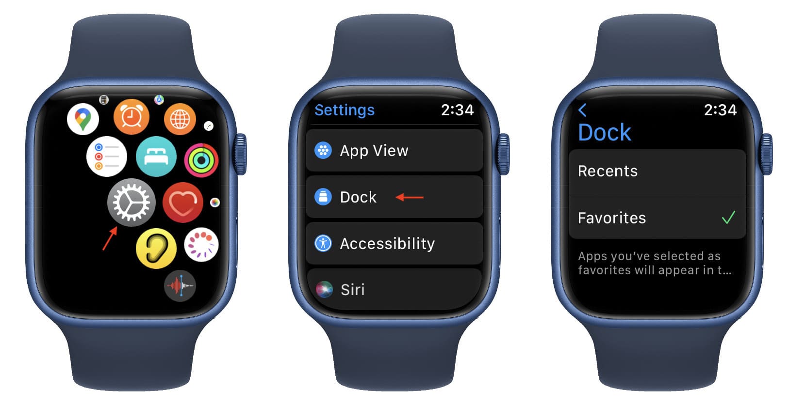 Dock settings Apple Watch