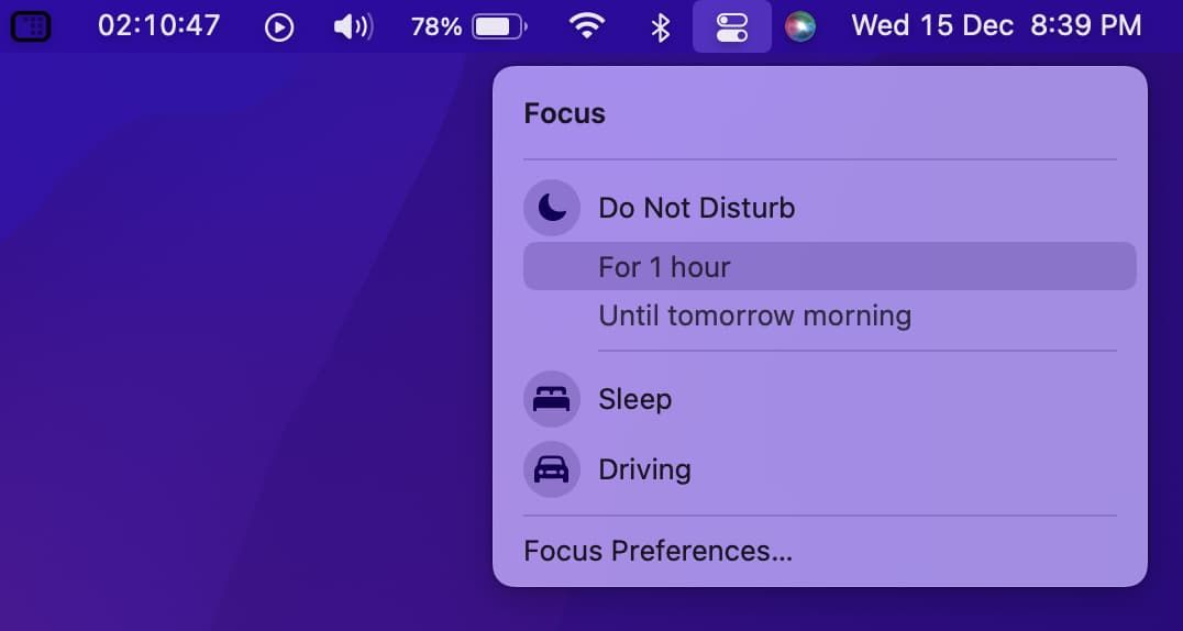 Enable Do Not Disturb Temporarily on Mac