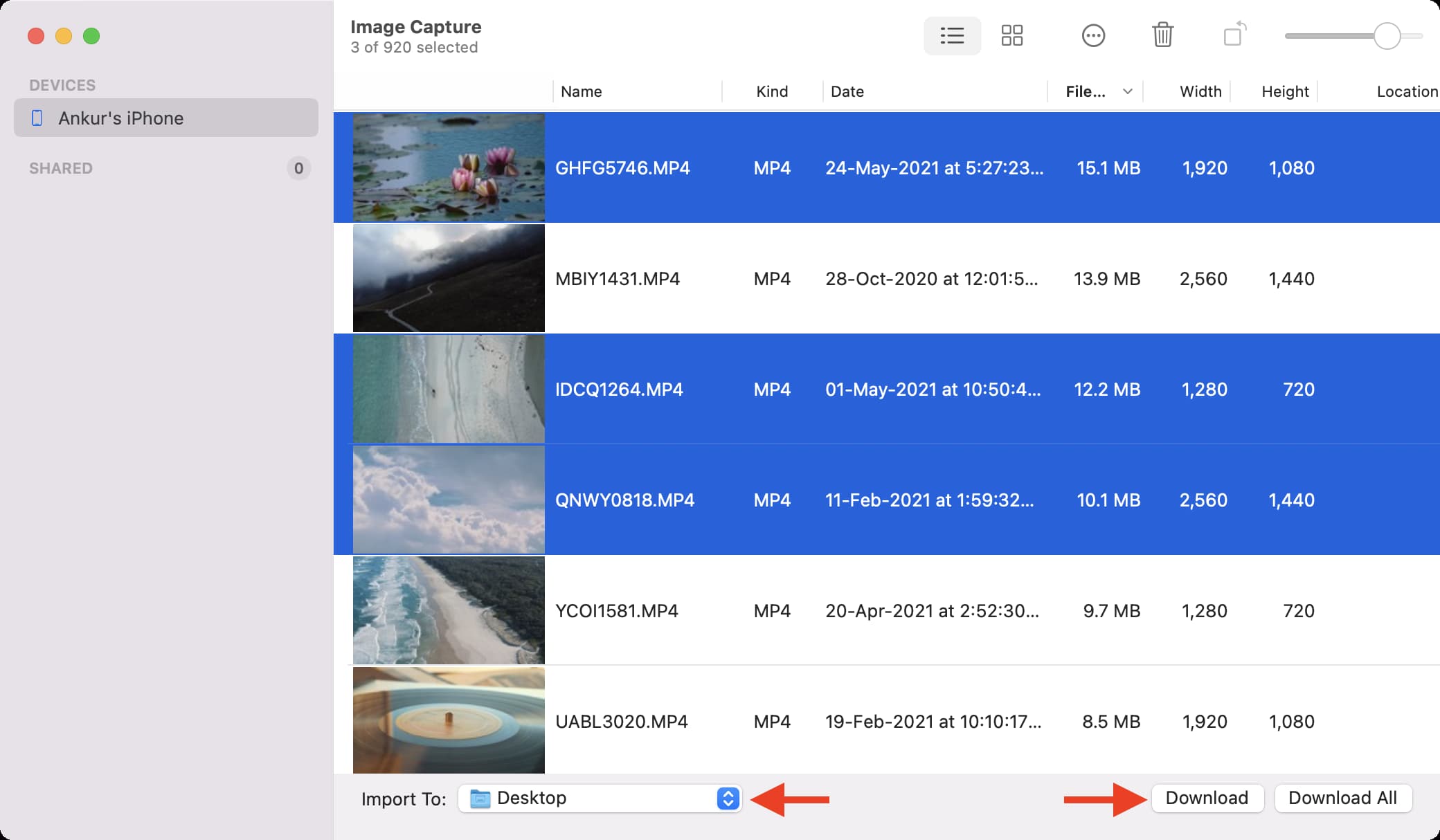 Send large video files and photos using Image Capture