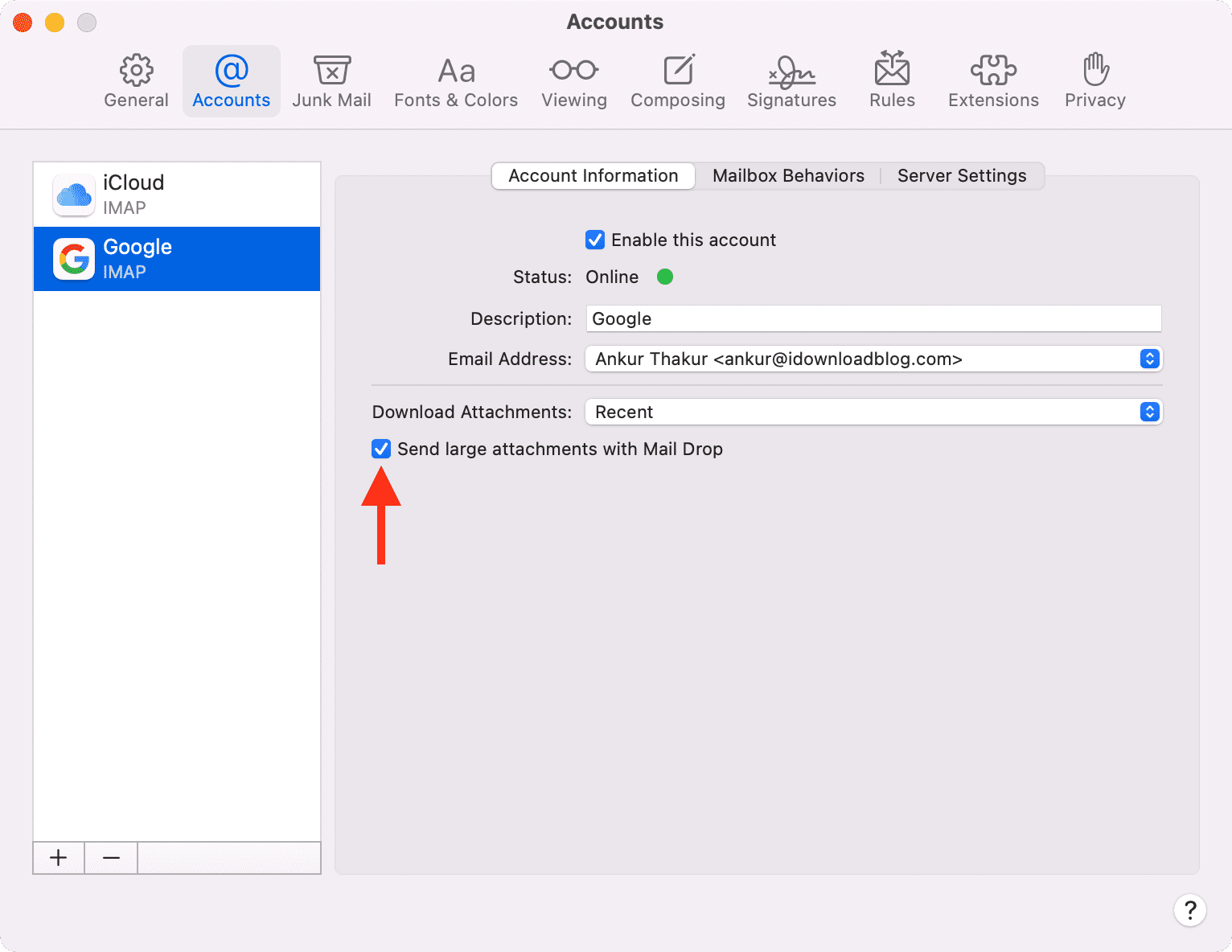 Send large attachments with Mail Drop on Mac