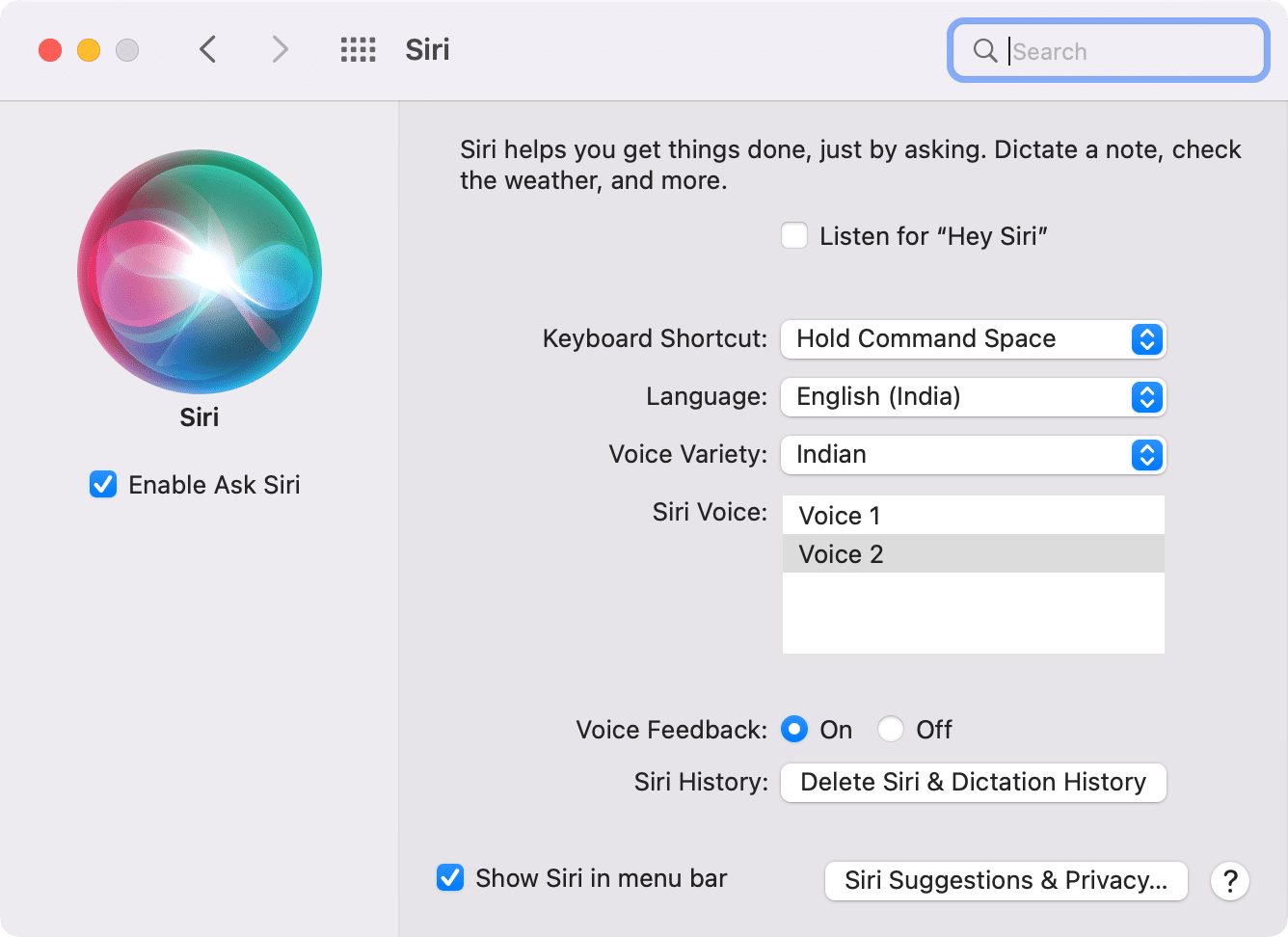 Siri Mac System Preferences