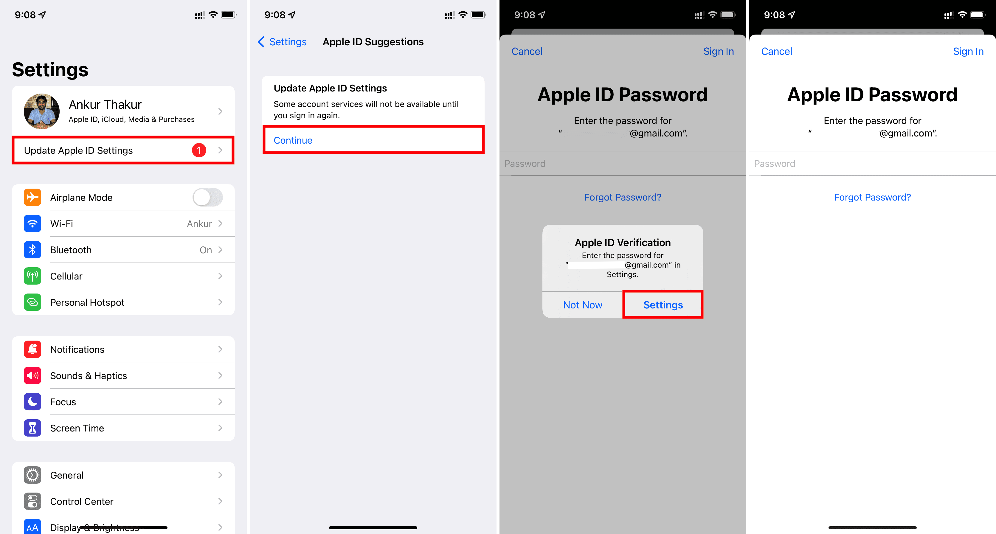 Update Apple ID Settings on iPhone