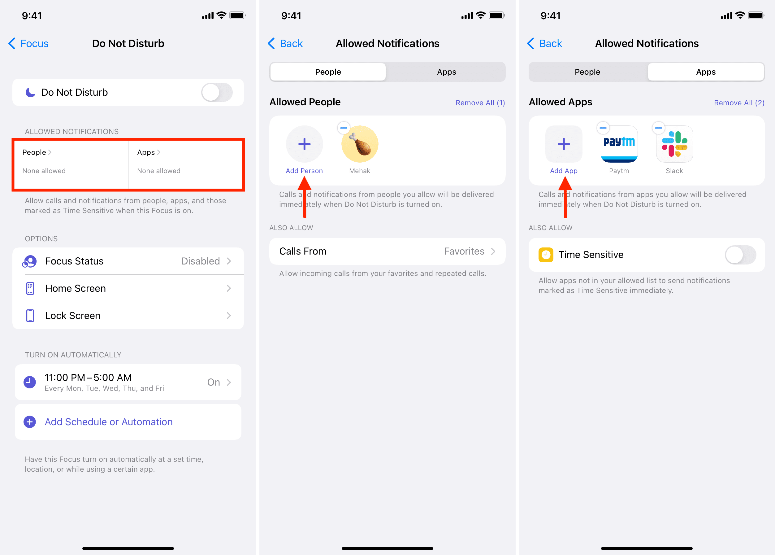Allow some people and app notifications during Do Not Disturb on iPhone