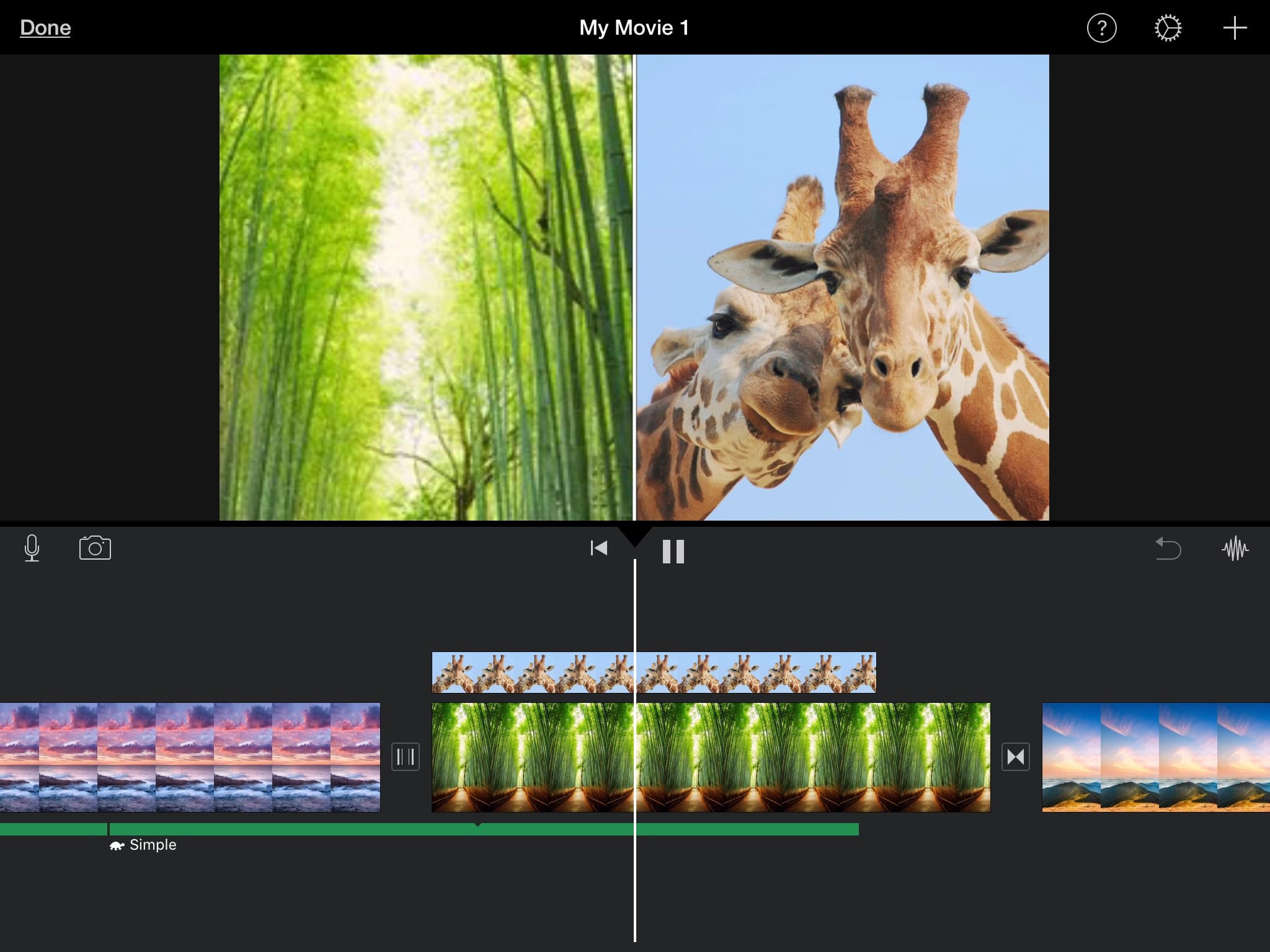 iMovie Split Screen on iPad