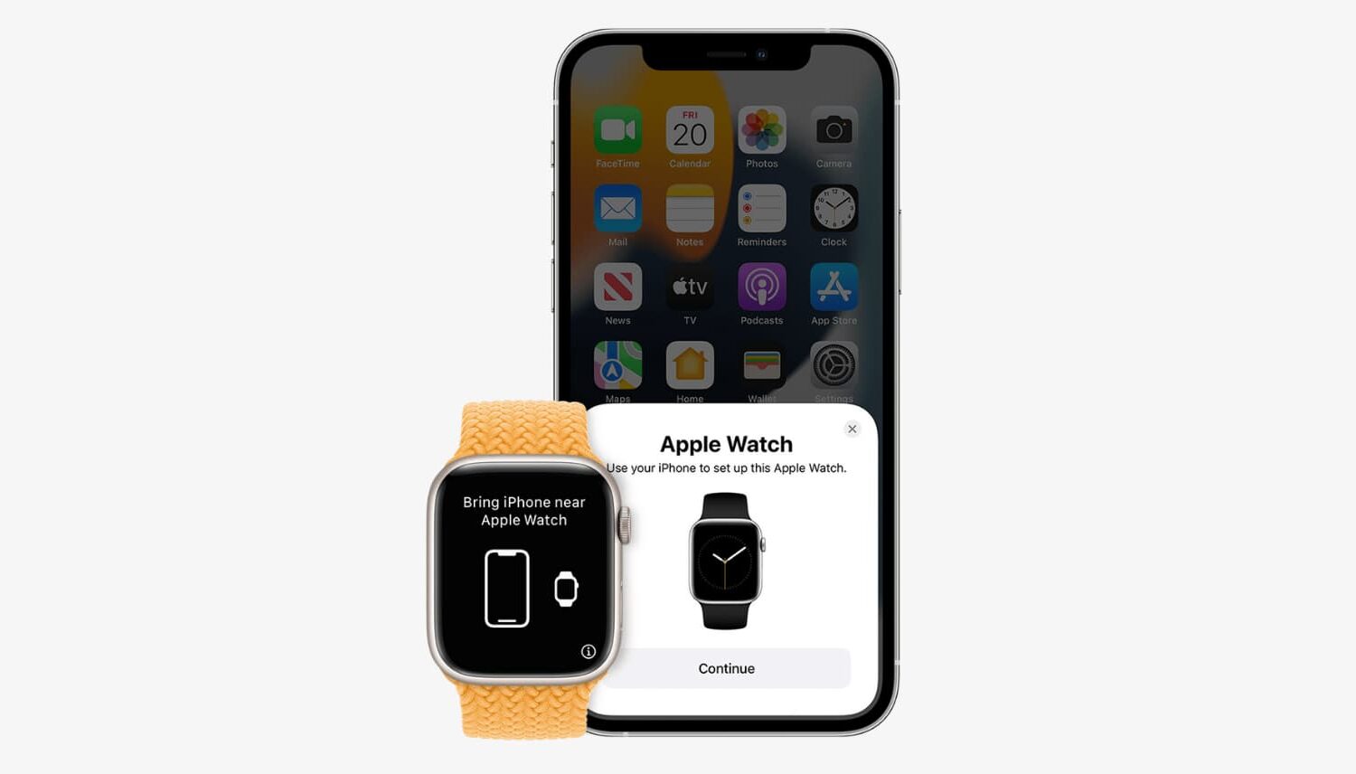 iPhone and Apple Watch on the Set up screen