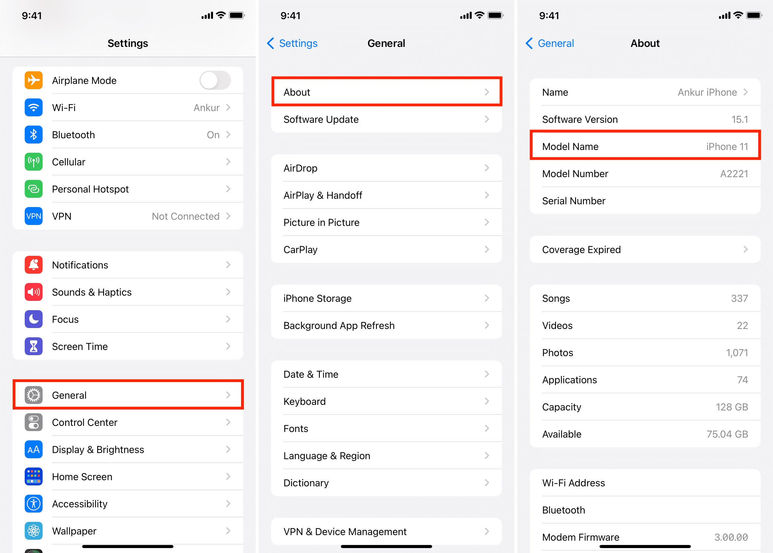 How to see iPhone Model Name