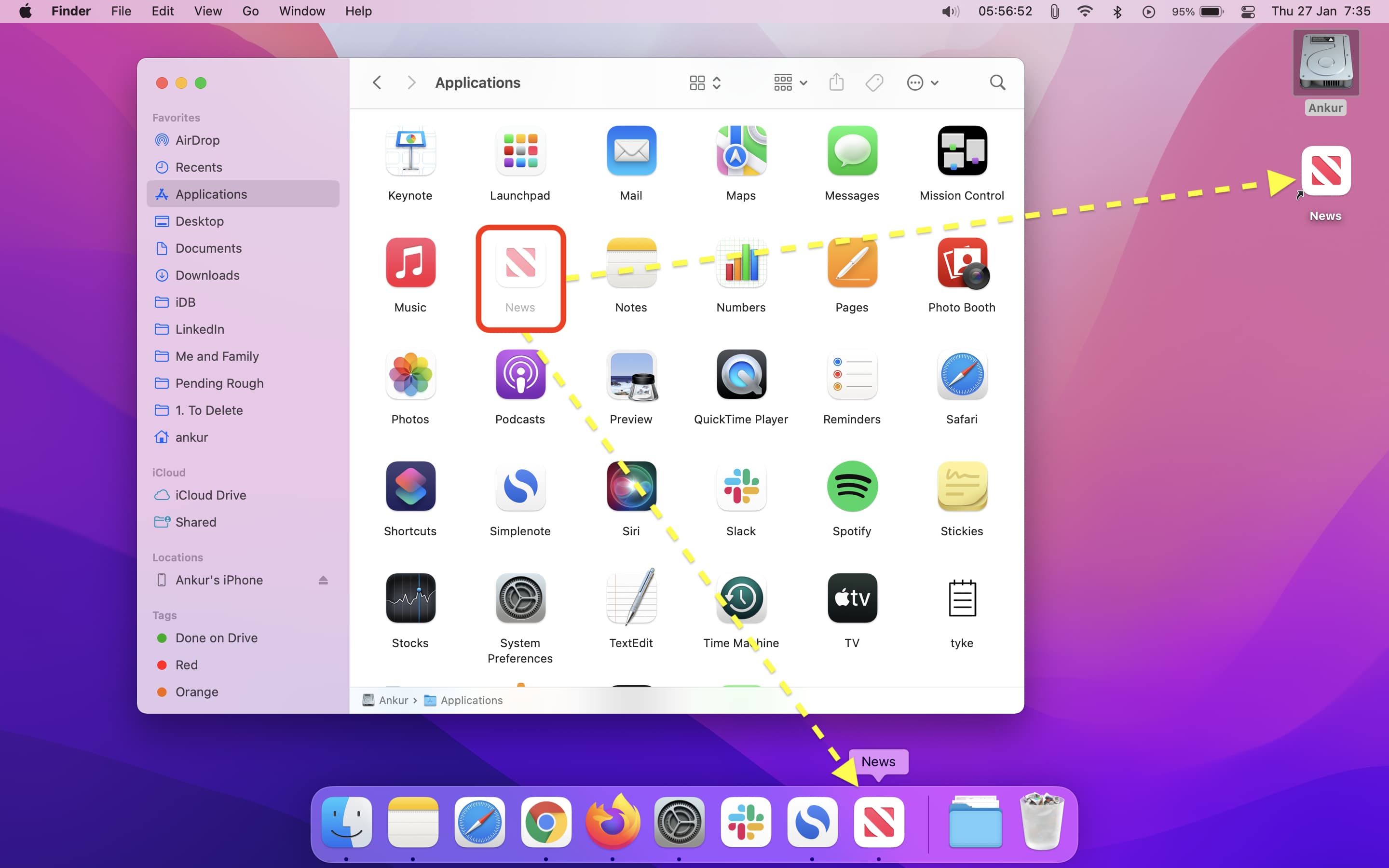 Add Apple News to Mac Dock and Desktop
