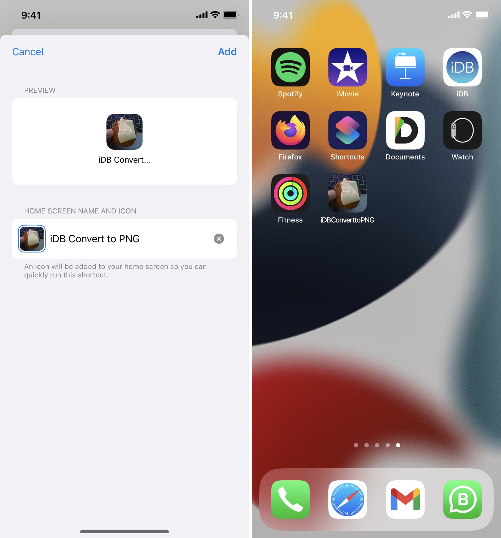 Add shortcut to iPhone Home Screen and run it from here