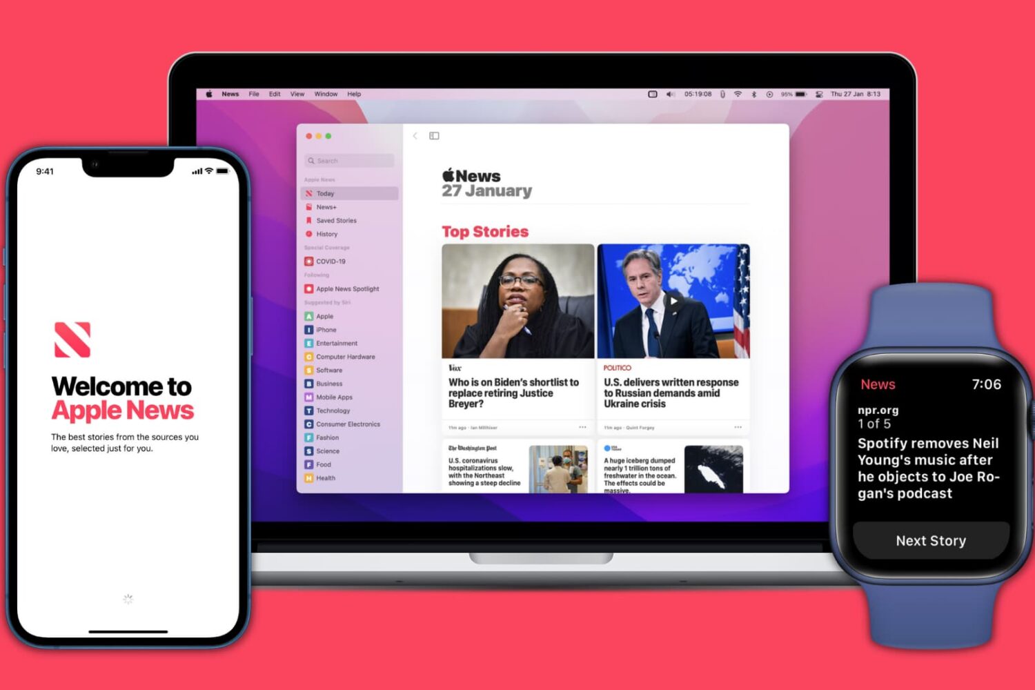 Apple News on iPhone, Mac, and Apple Watch