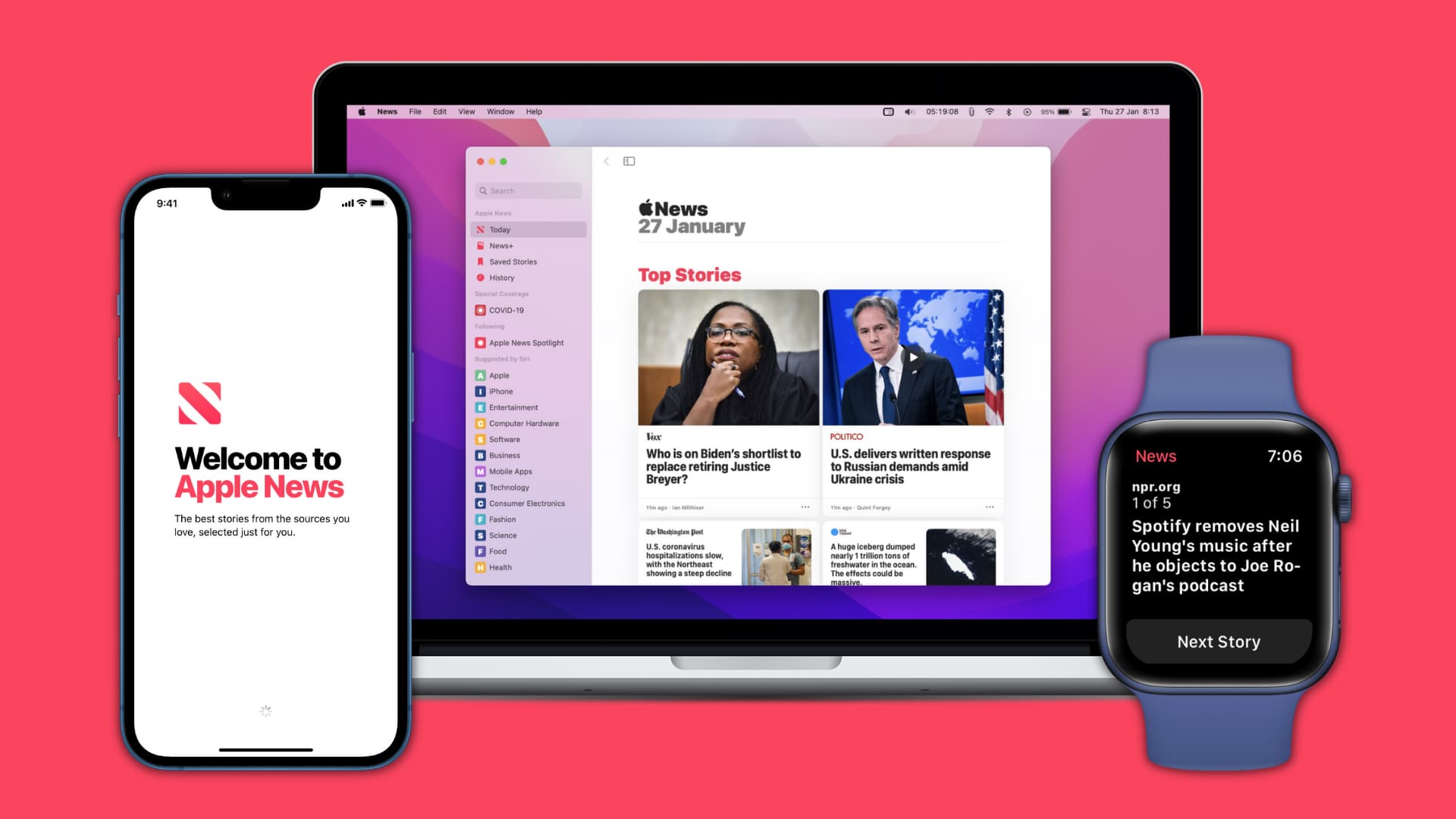 Apple News on iPhone, Mac, and Apple Watch