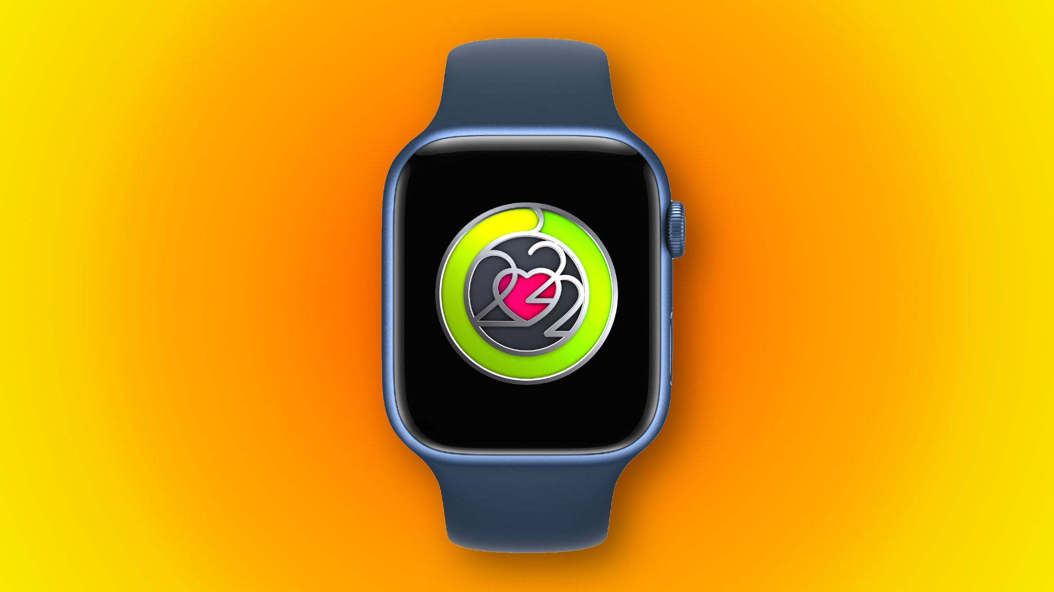 Apple's marketing image showing a medal for the successful completion of the Apple Watch Activity challenge for Heart Month in February