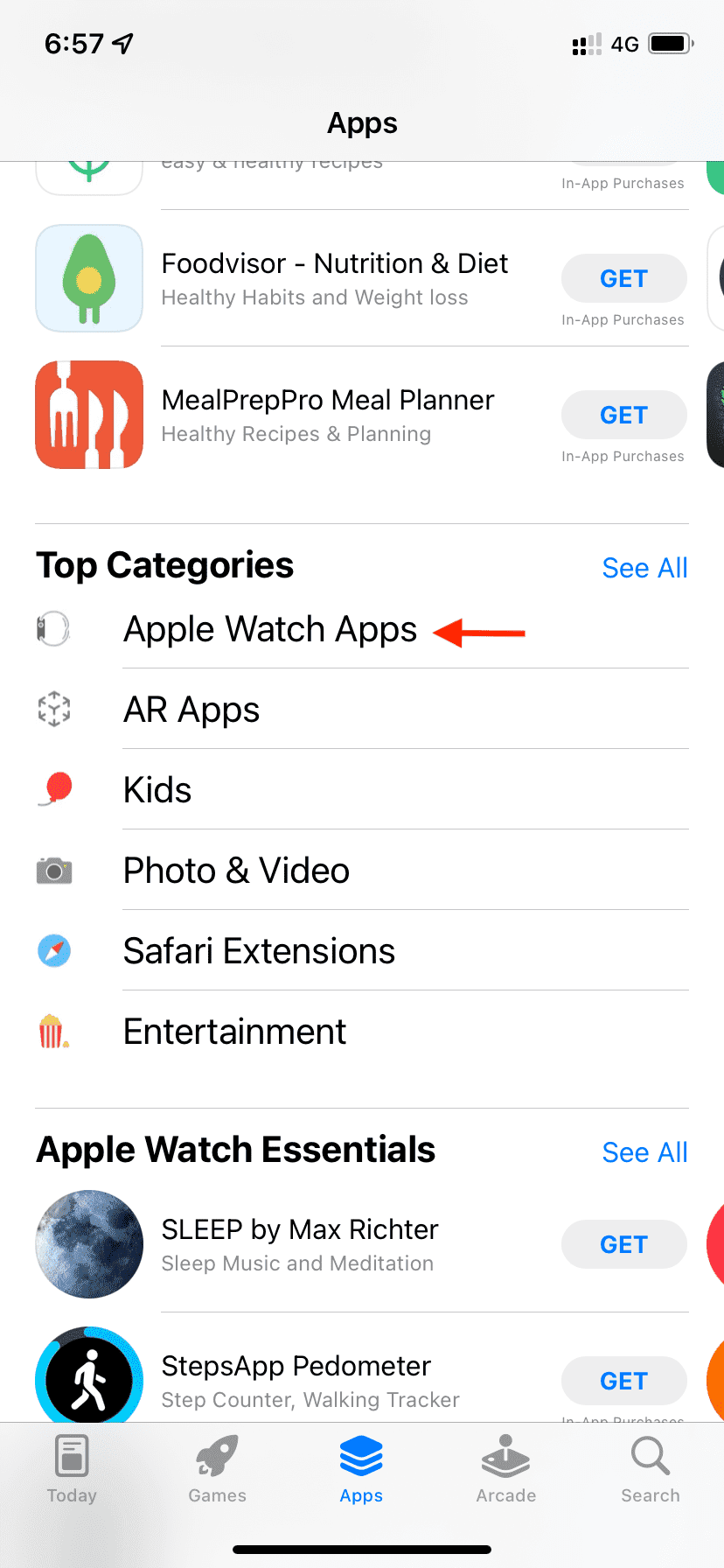 Apple Watch Apps in iPhone App Store