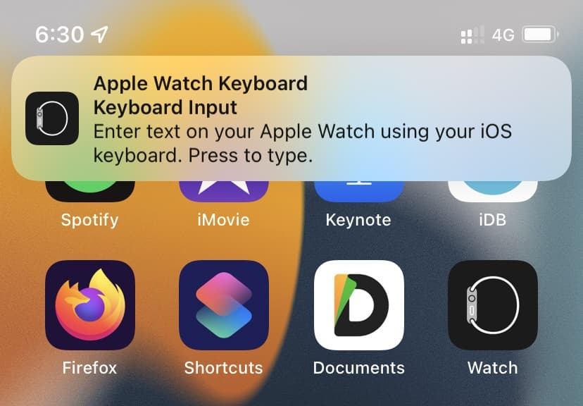 Apple Watch Keyboard Input on iPhone
