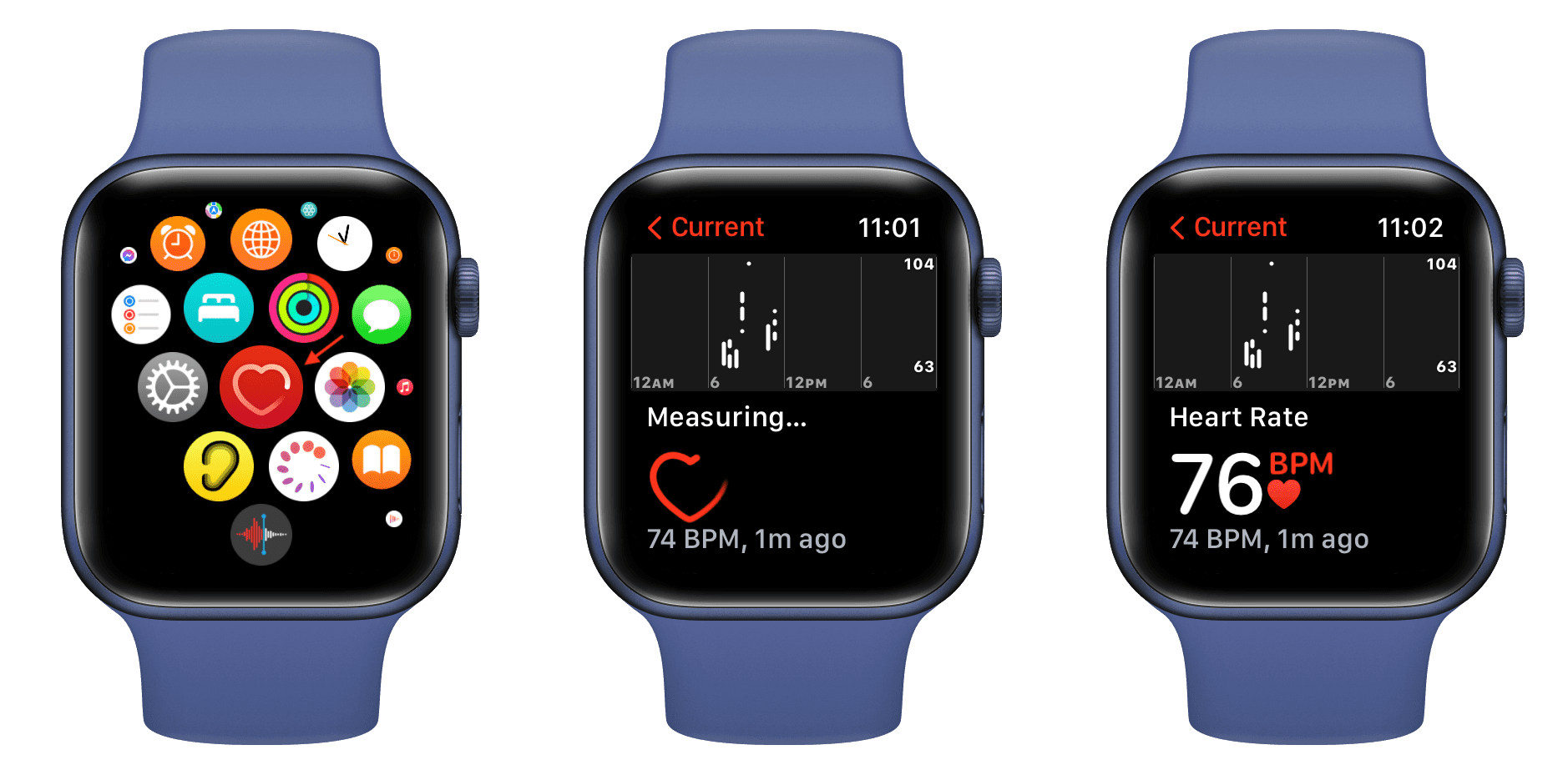 Check heart rate on Apple Watch