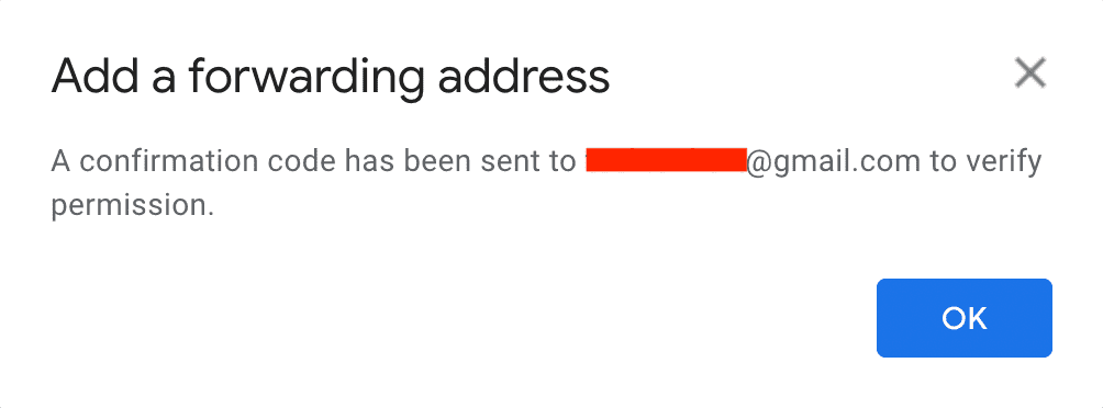 Confirm forwarding address in Gmail