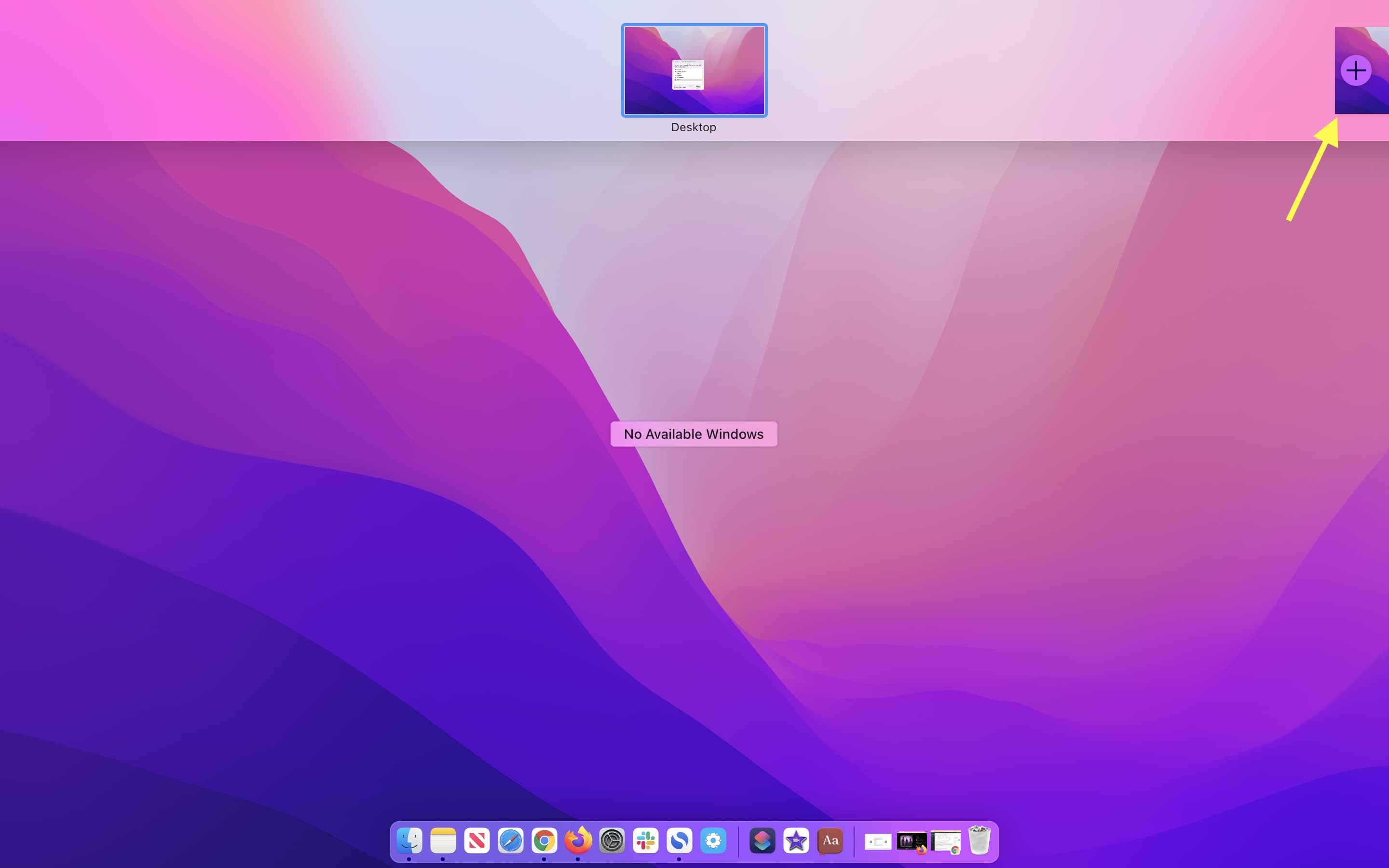 Create new desktop or space on Mac