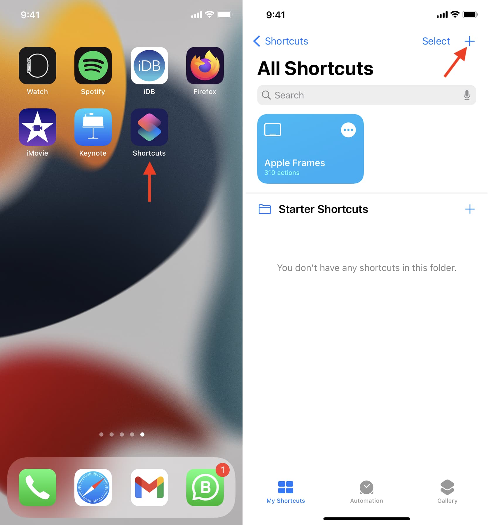 Create new shortcut iPhone