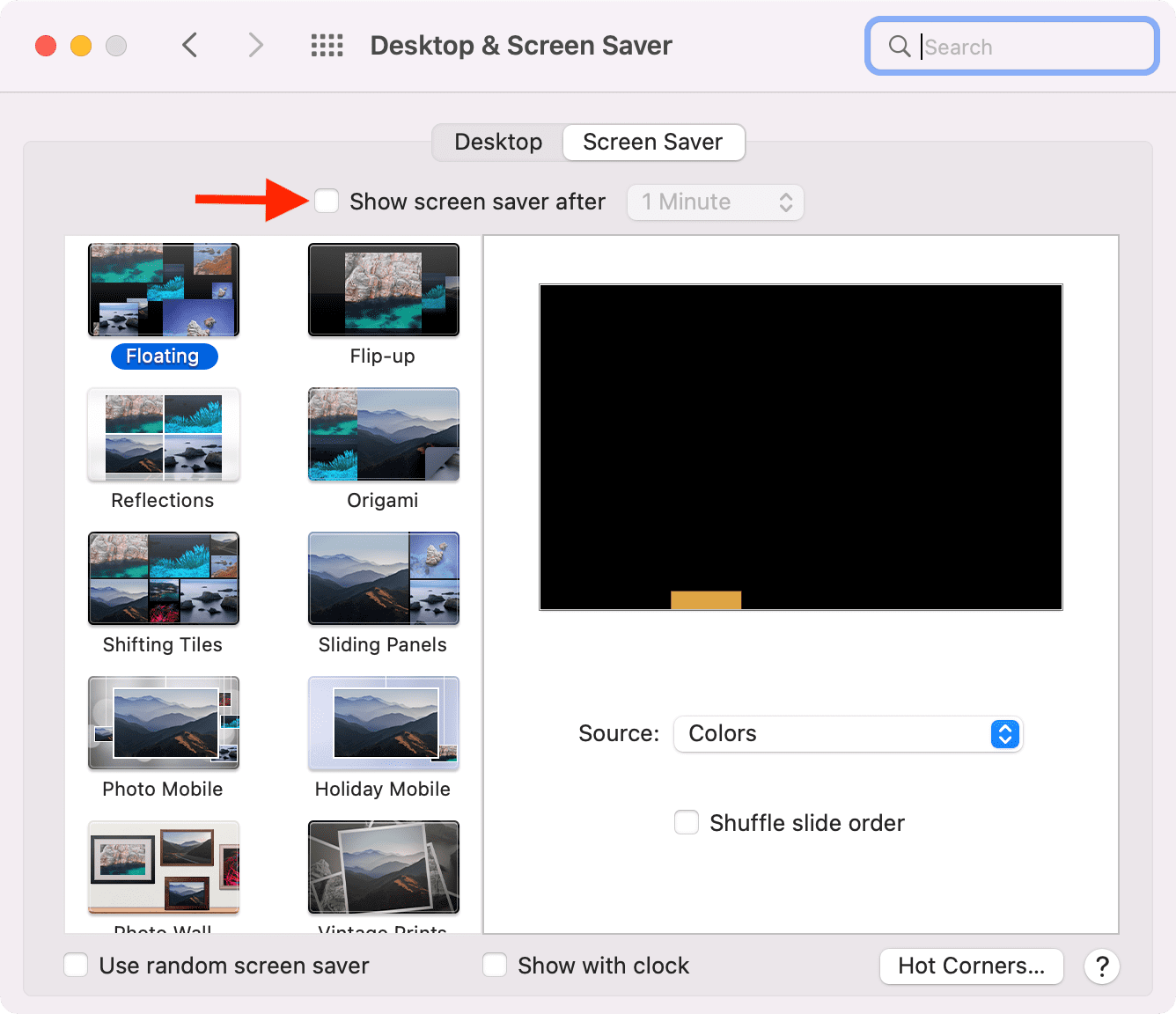 Disable screen saver on Mac