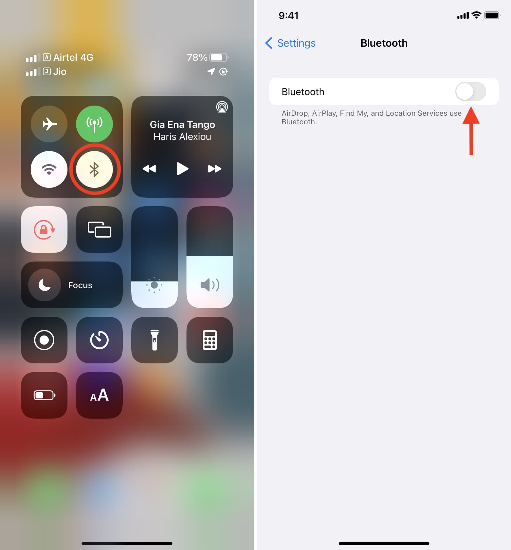 Disconnect Bluetooth on iPhone
