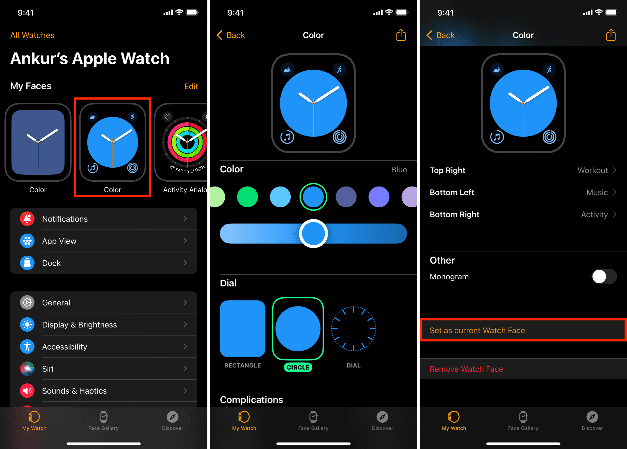 Edit a watch face on iPhone