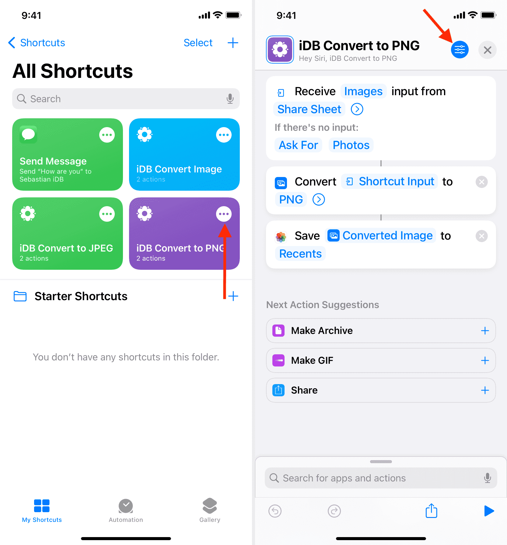 Edit shortcut on iPhone iPad