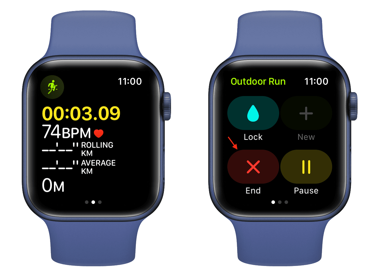 End workout on Apple Watch