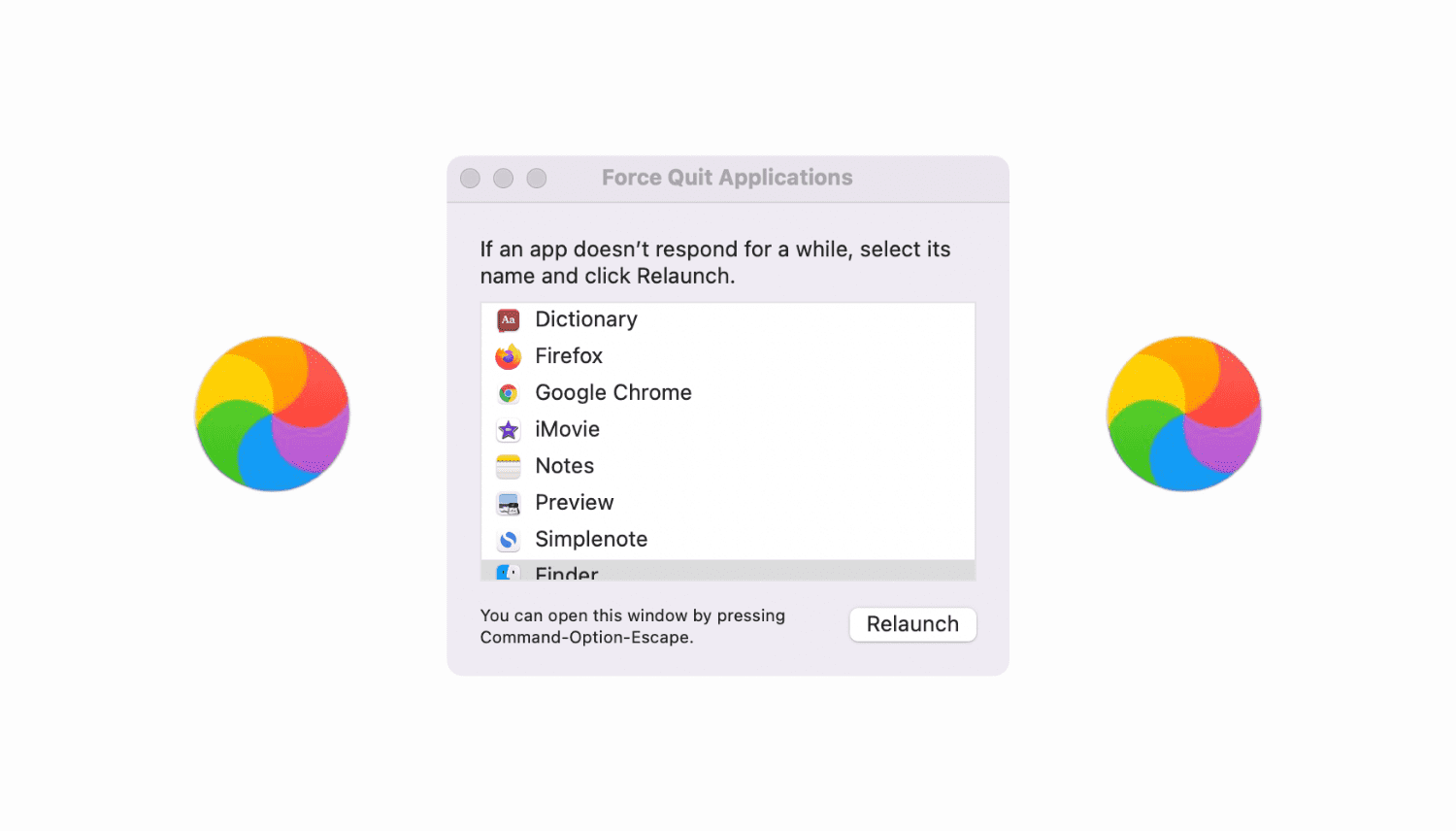 Force quit not working on Mac and showing the Mac rainbow spinning wheel