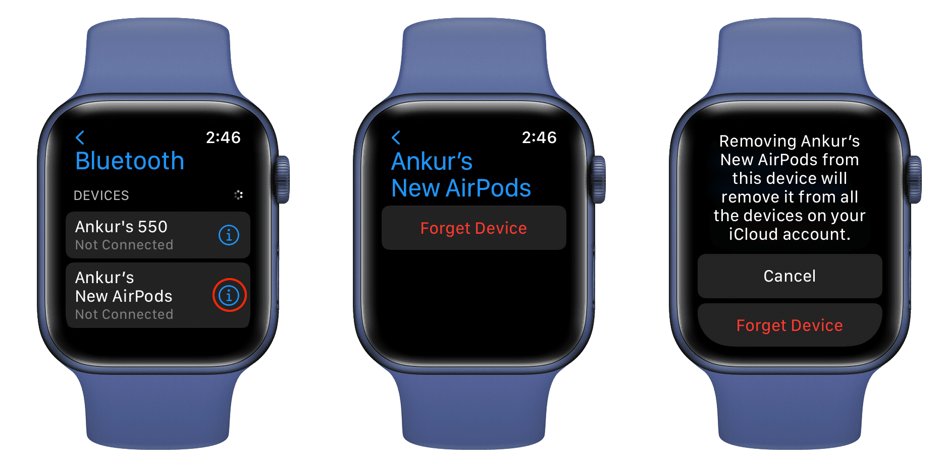 Forget Bluetooth Device on Apple Watch