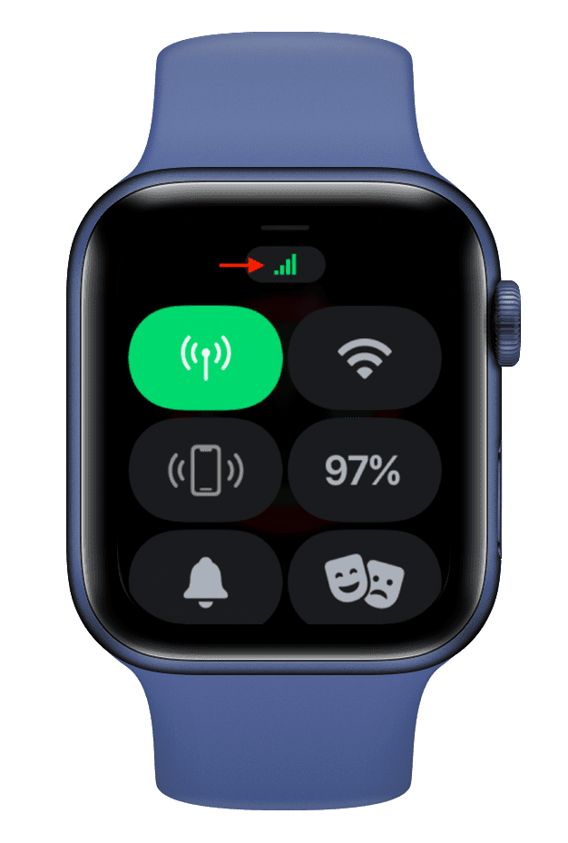 Green cellular bars Apple Watch