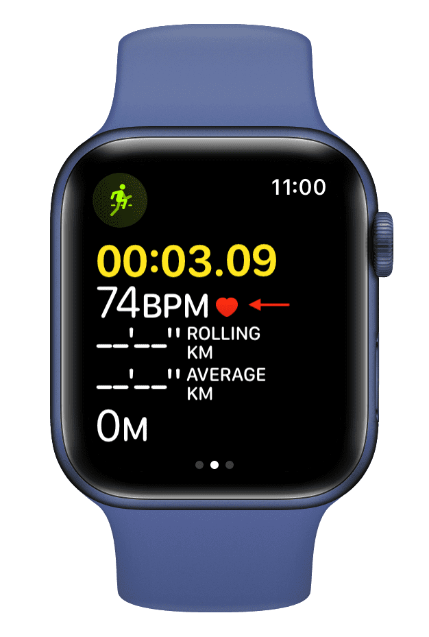 Heart Rate showing during workout on Apple Watch