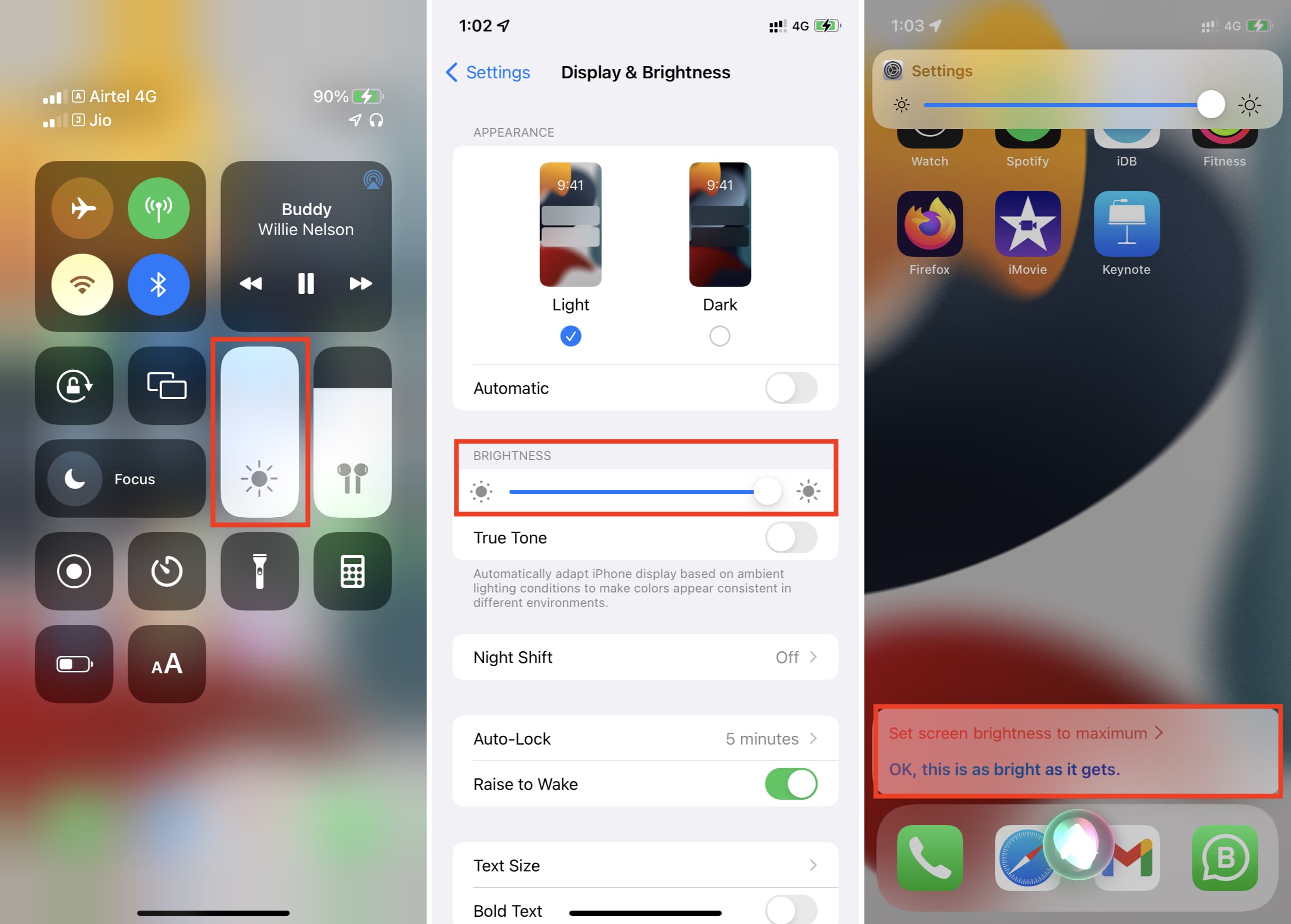 Increase iPhone Screen brightness to make it easier to view
