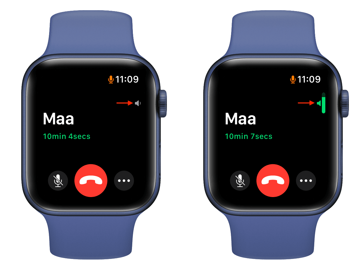 Increase volume of FaceTime call on Apple Watch