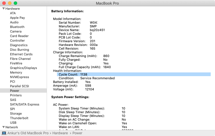 MacBook battery cycle count over 1000