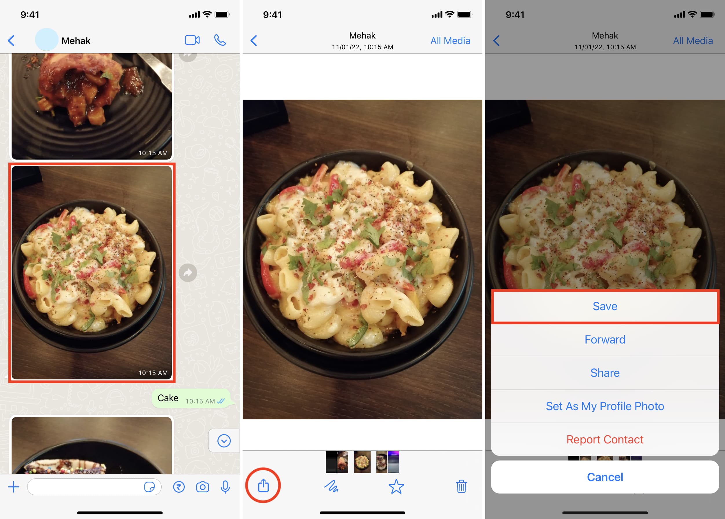 Manually save image from WhatsApp to iPhone Photos app