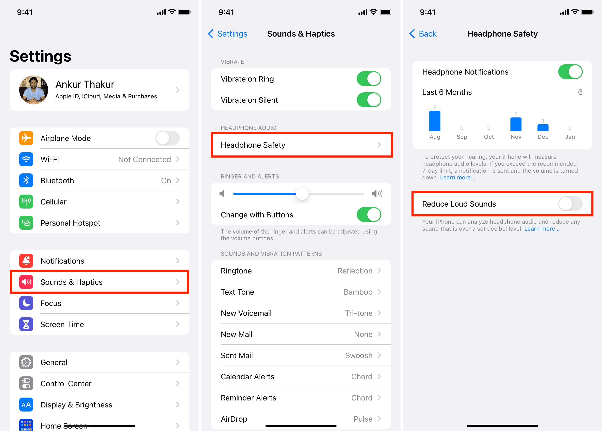 Turn off Reduce Loud Sounds on iPhone to increase AirPods volume
