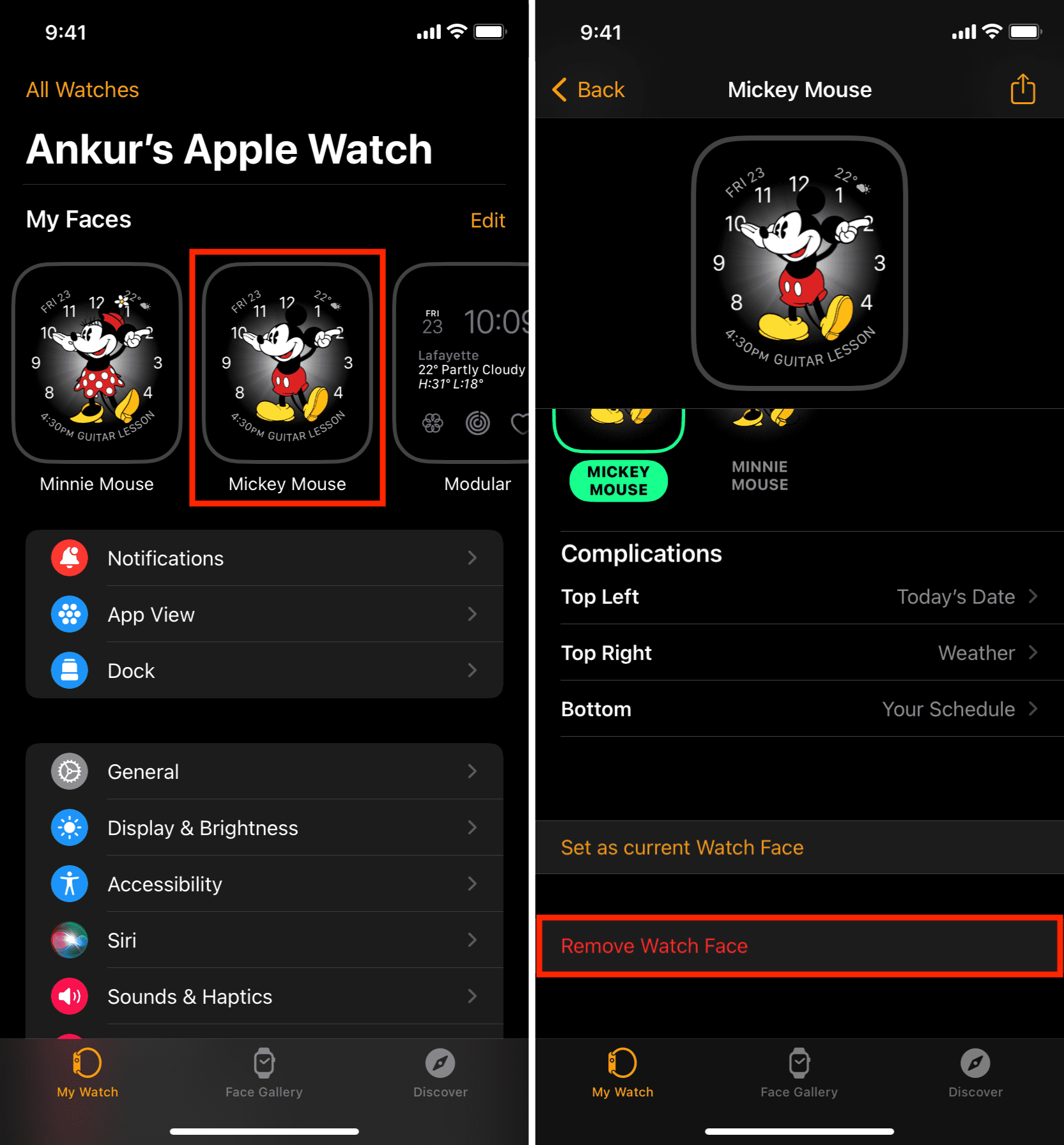 Remove Watch Face using Watch app