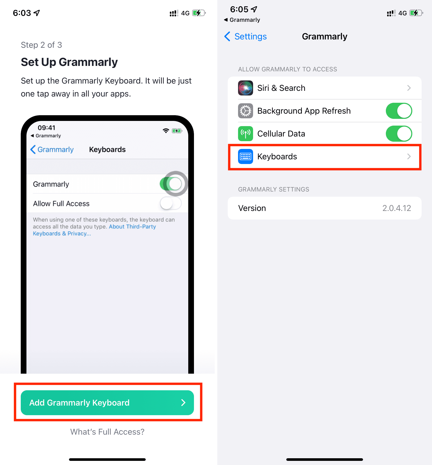 Set up Grammarly on iPhone