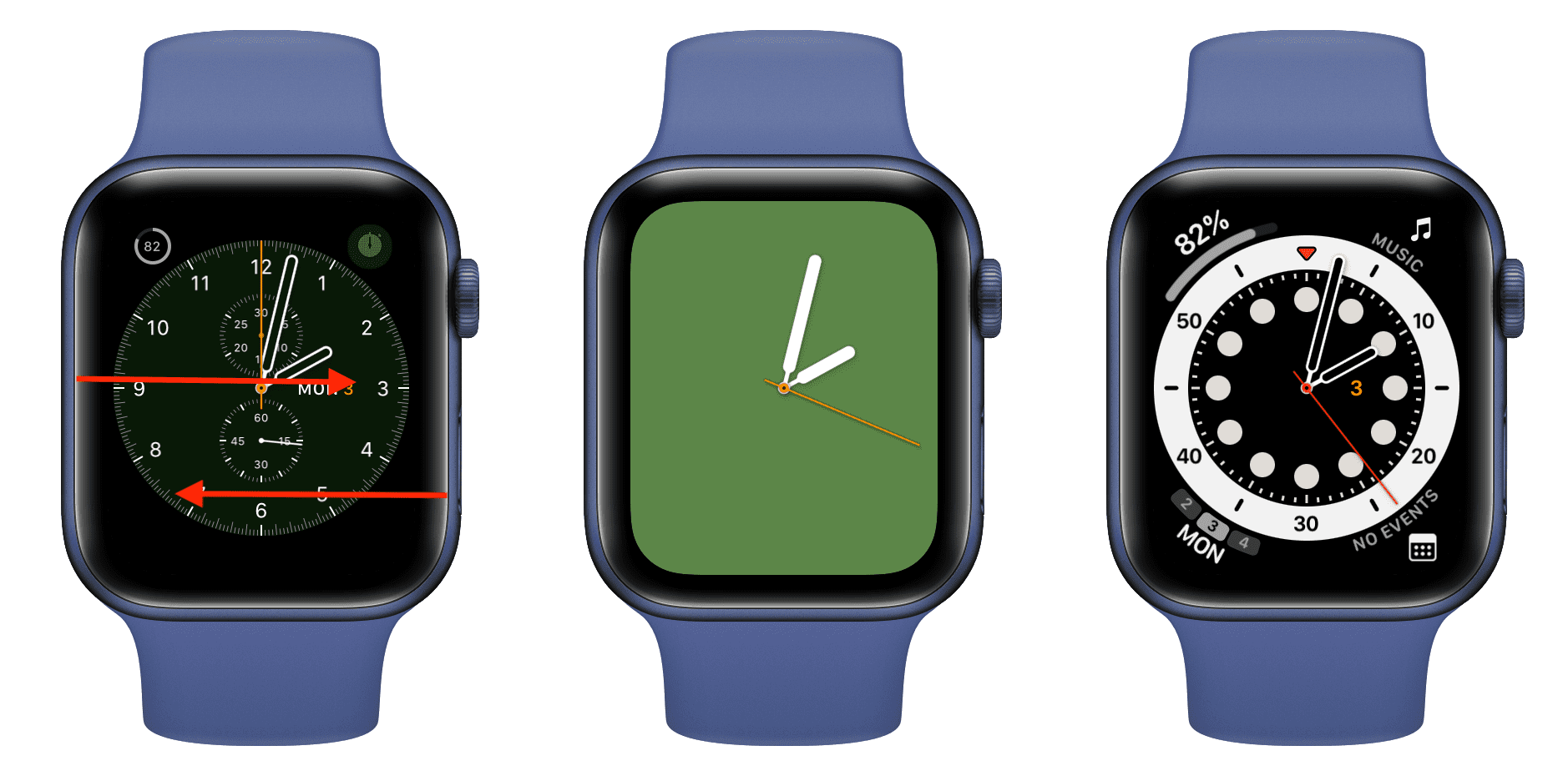 Swipe on current watch face to change it