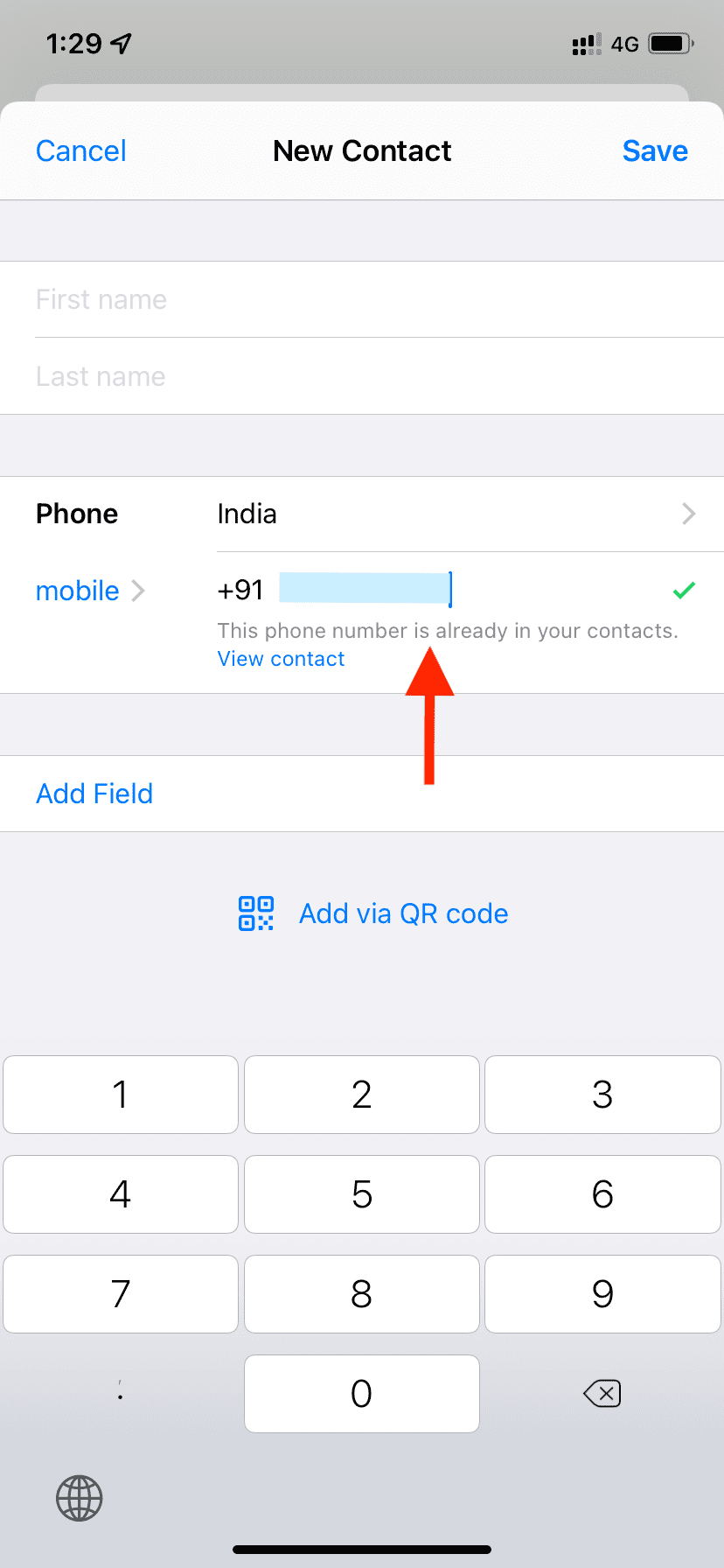 This phone number is already in your contacts
