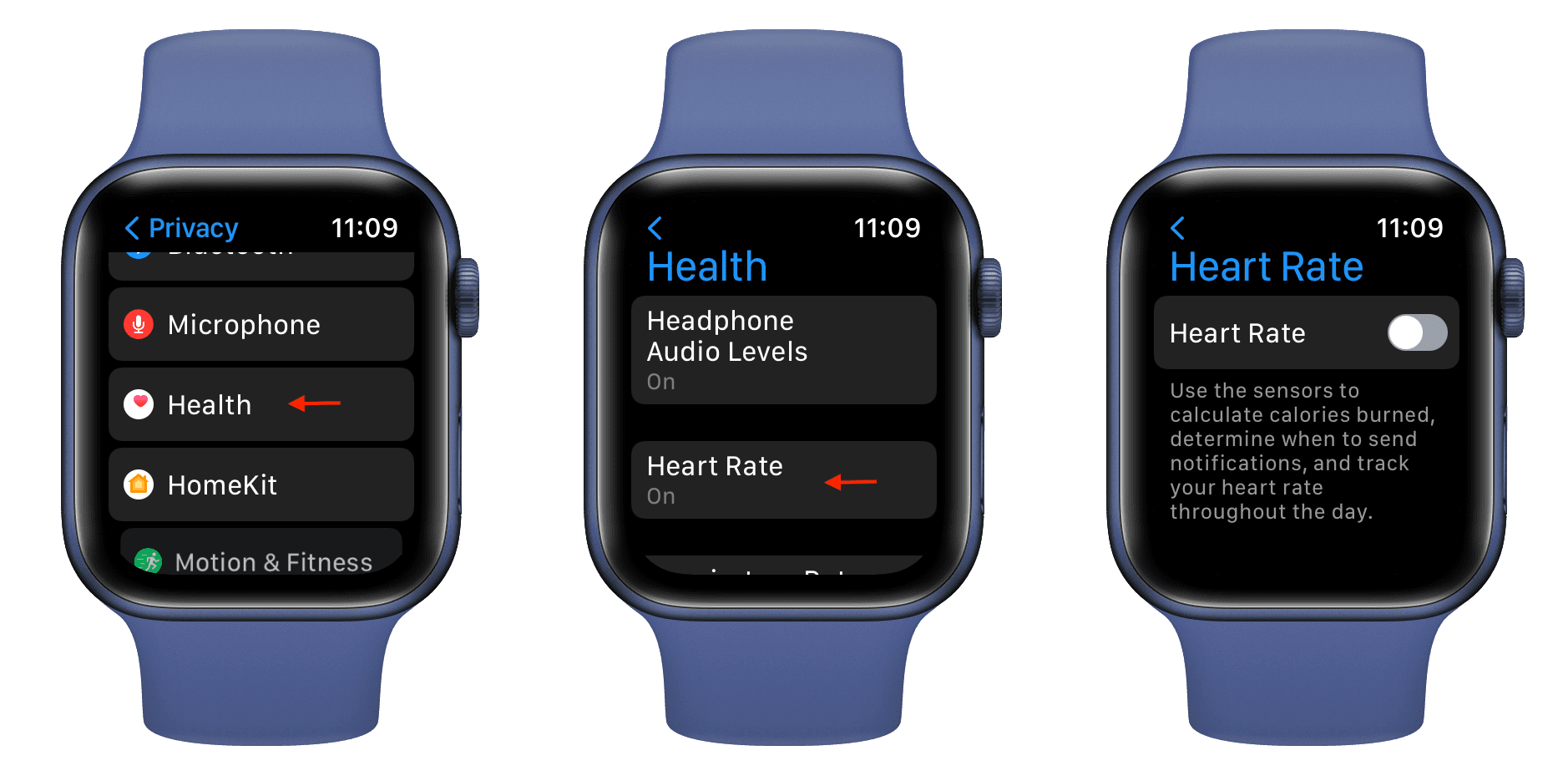 Steps to turn off heart rate and green light on Apple Watch