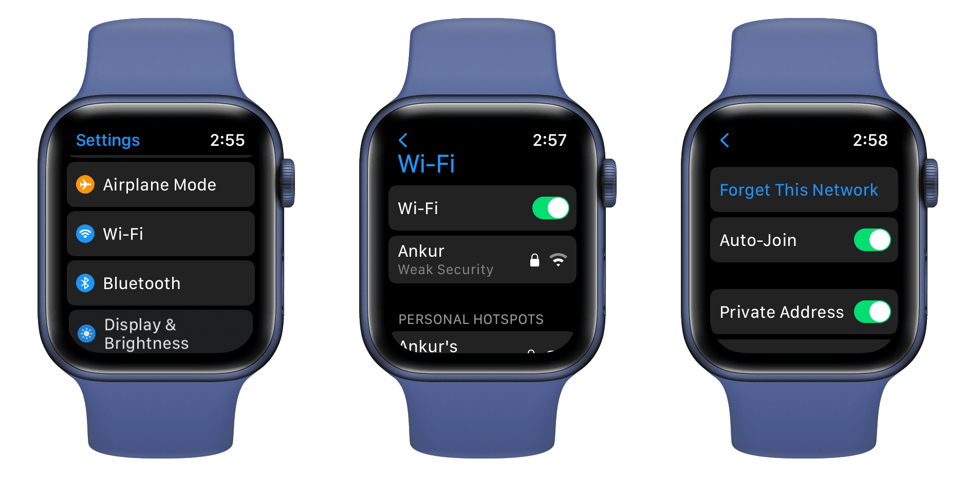 Wi-Fi Settings on Apple Watch