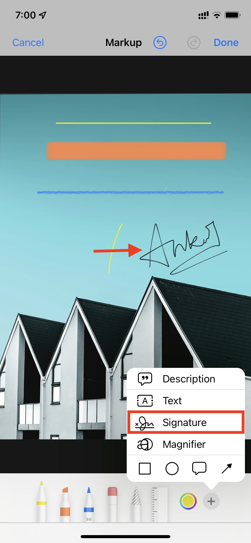 Add signature to Photos on iPhone